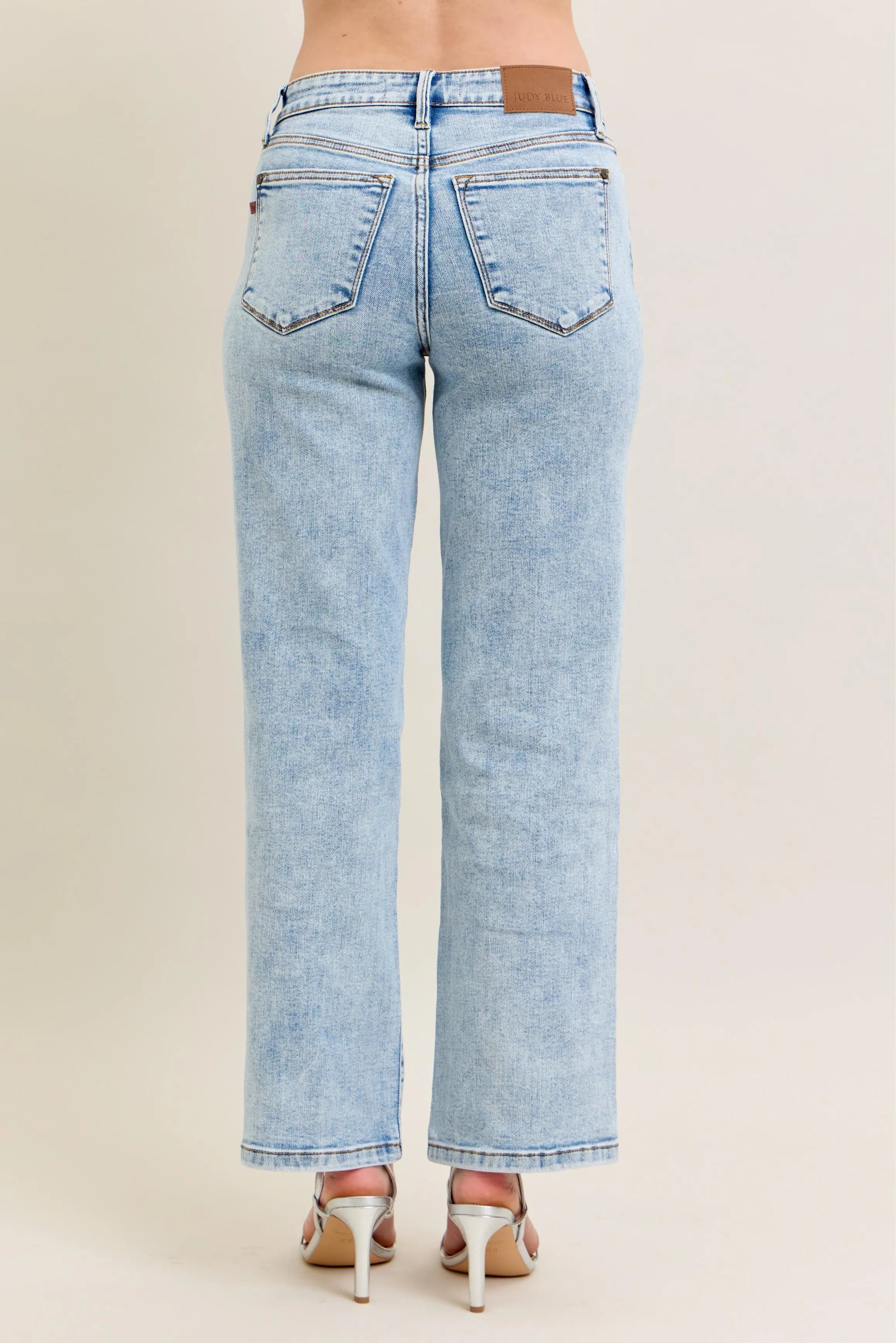 Judy Blue Light Stone Washed High Waist Stone Wash Straight Jeans