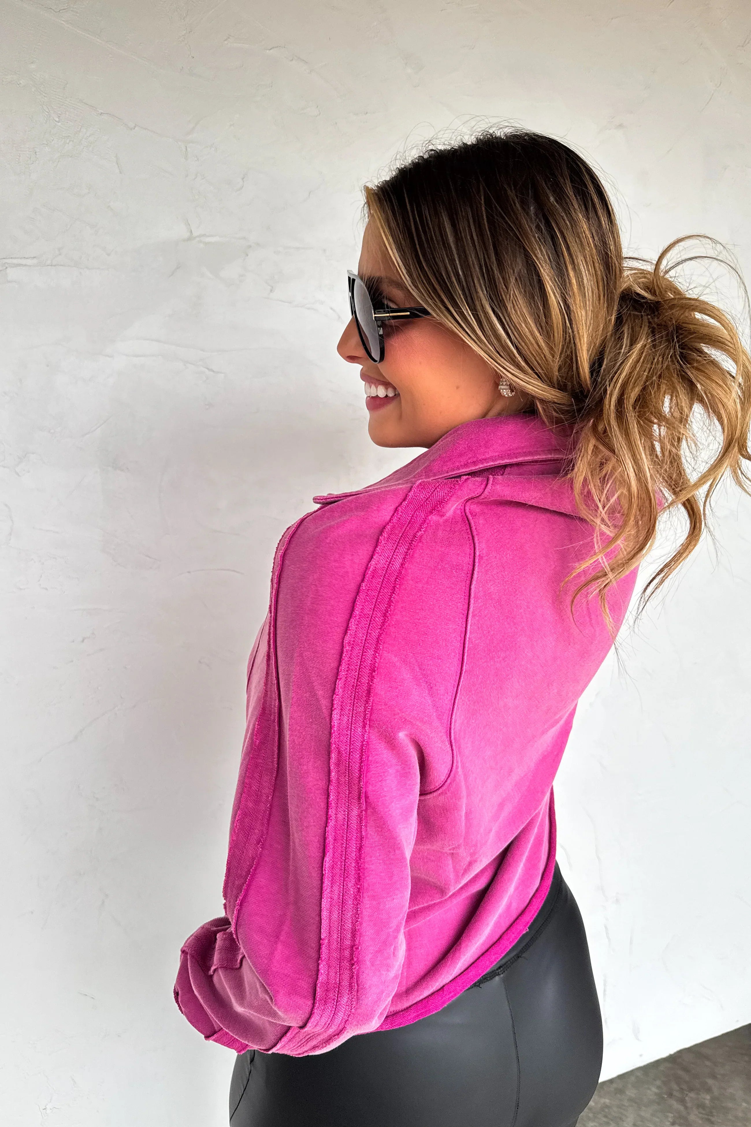 PREORDER: Blakeley Longer Length Marley Snap Button Sweatshirt Womens