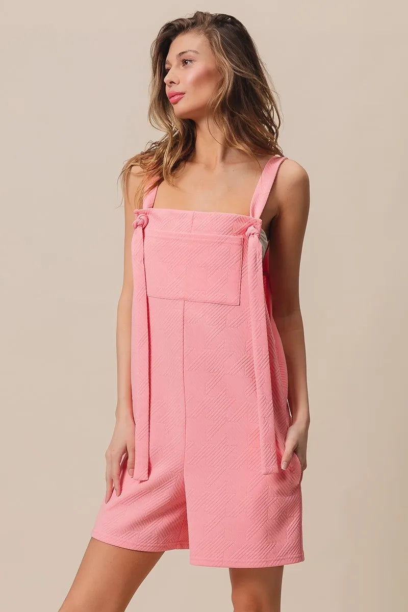 BiBi Blush Pink Texured Jacquard Romper with Side Pockets