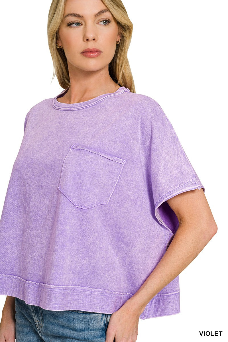 Zenana Violet Halo Washed Oversized Top
