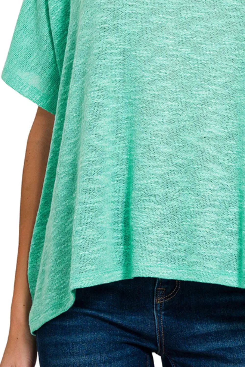 Zenana Mint Oversized Slub Hacci Top with Pocket