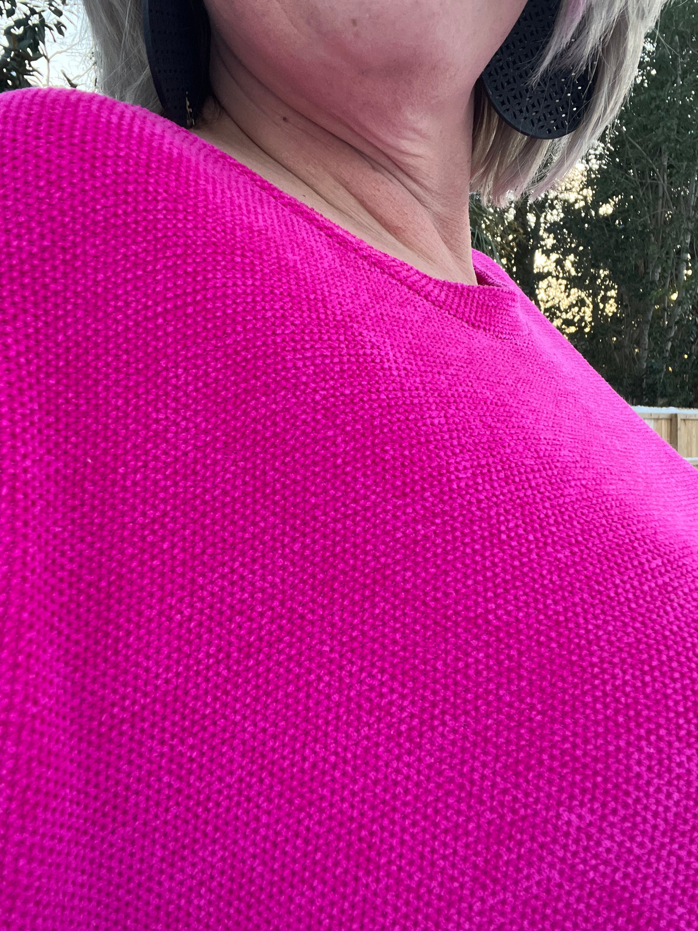 White Birch Pink Thoughts Chenille Blouse Blouses