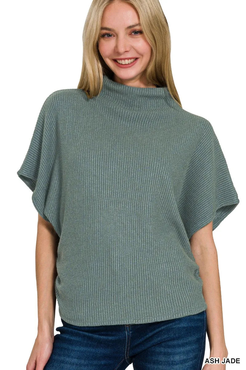 Zenana Ash Jade Mock Neck Sweater Top and Pants Sweater Set
