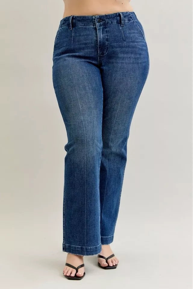 Judy Blue Dark Wash Mid Rise Bootcut Jeans with Welt Pockets