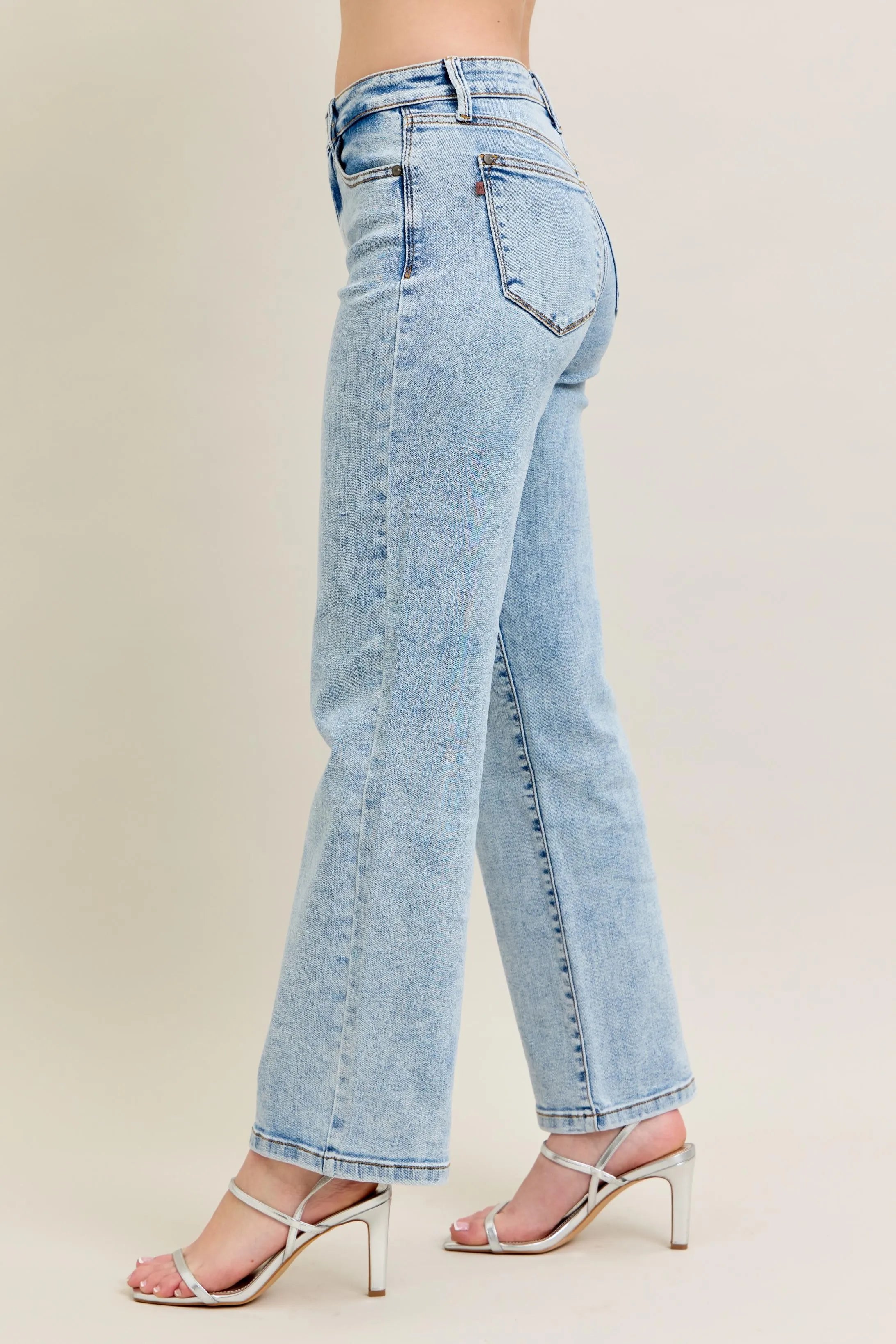Judy Blue Light Stone Washed High Waist Stone Wash Straight Jeans
