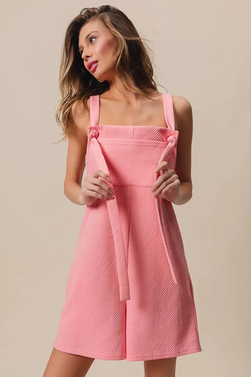 BiBi Blush Pink Texured Jacquard Romper with Side Pockets