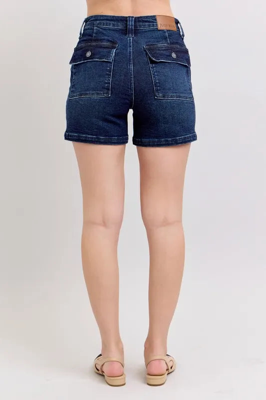 Judy Blue Medium Washed High Waist Back Flap Pocket Denim Shorts