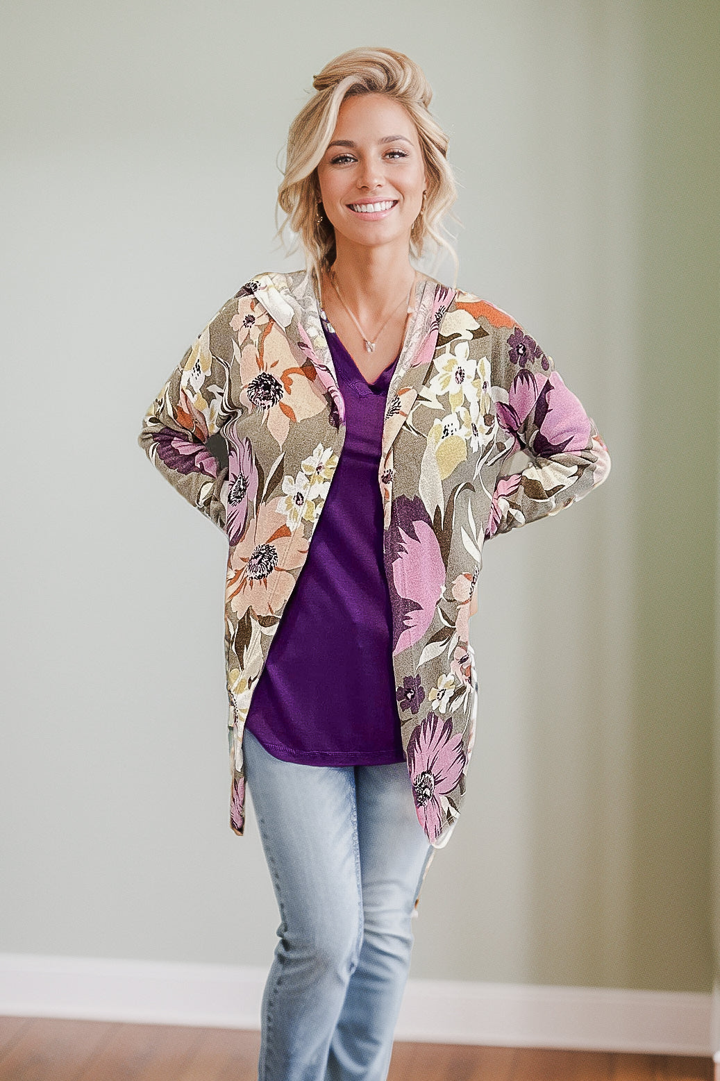 Heimish Pop Of Floral - Cardigan