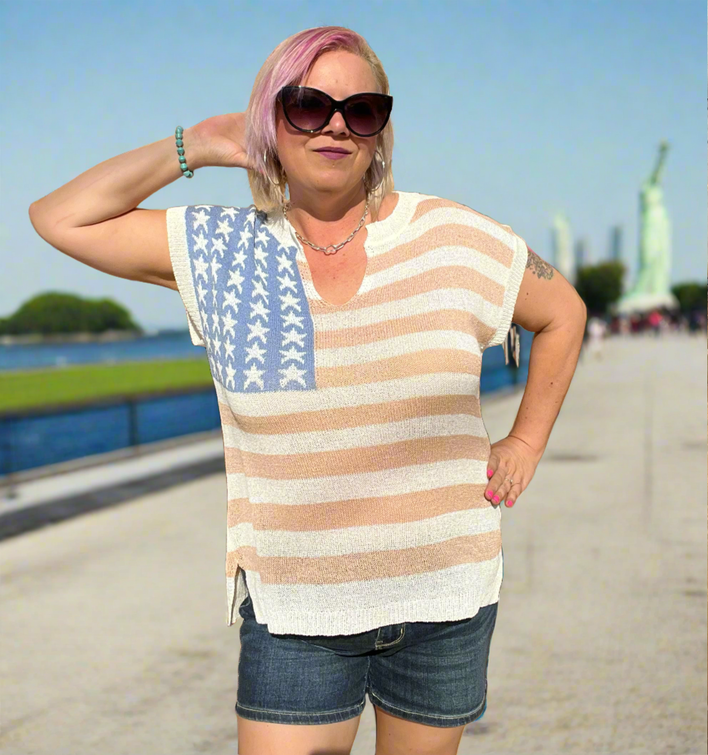 BiBi Old Glory Sleeveless Sweater Tops