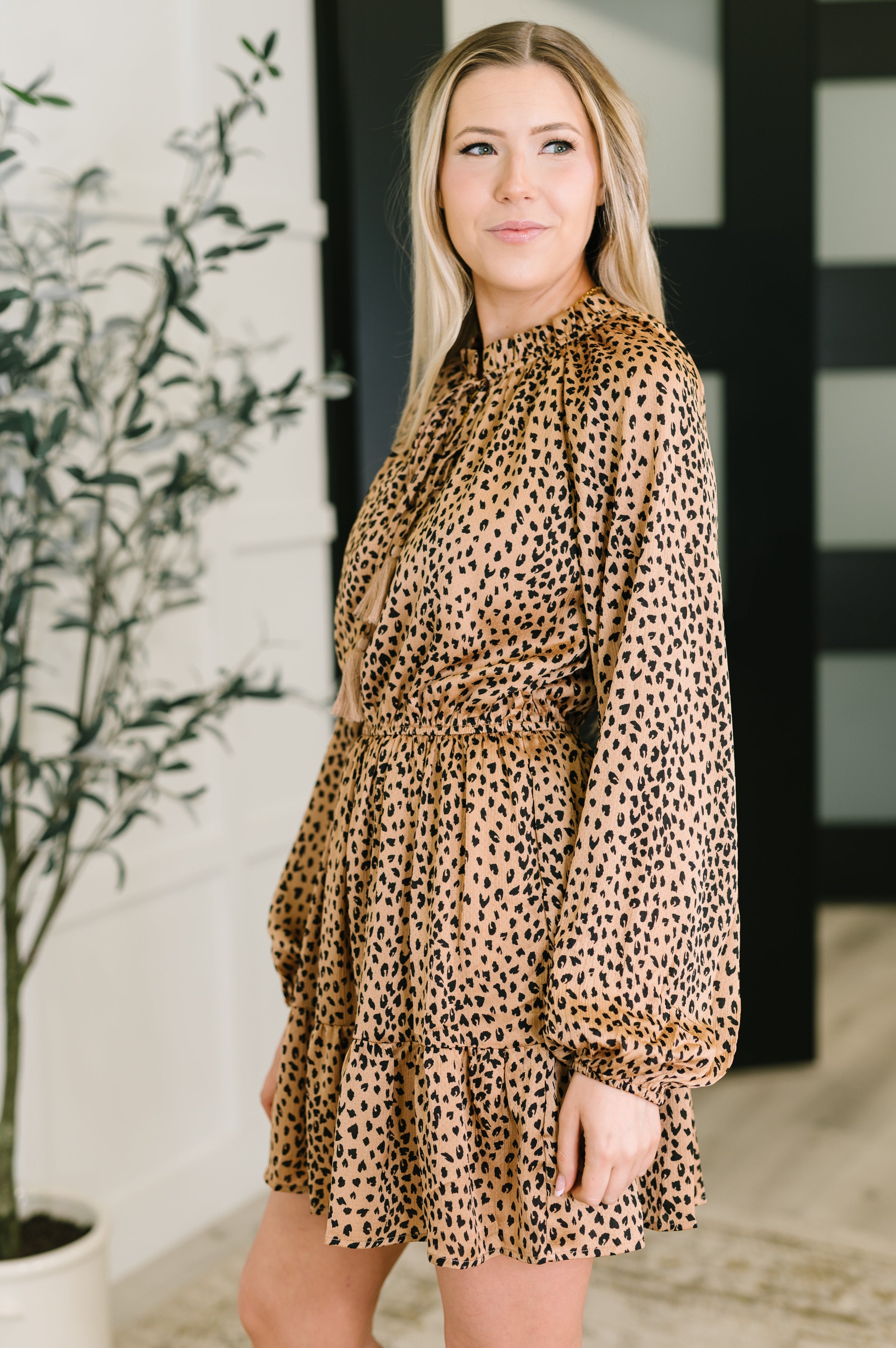 Oddi A Cheeky Little Time Tiered Dress in Pecan Brown Womens