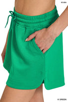 Zenana Kelly Green Scuba Short Sleeve T-Shirt and Shorts Set