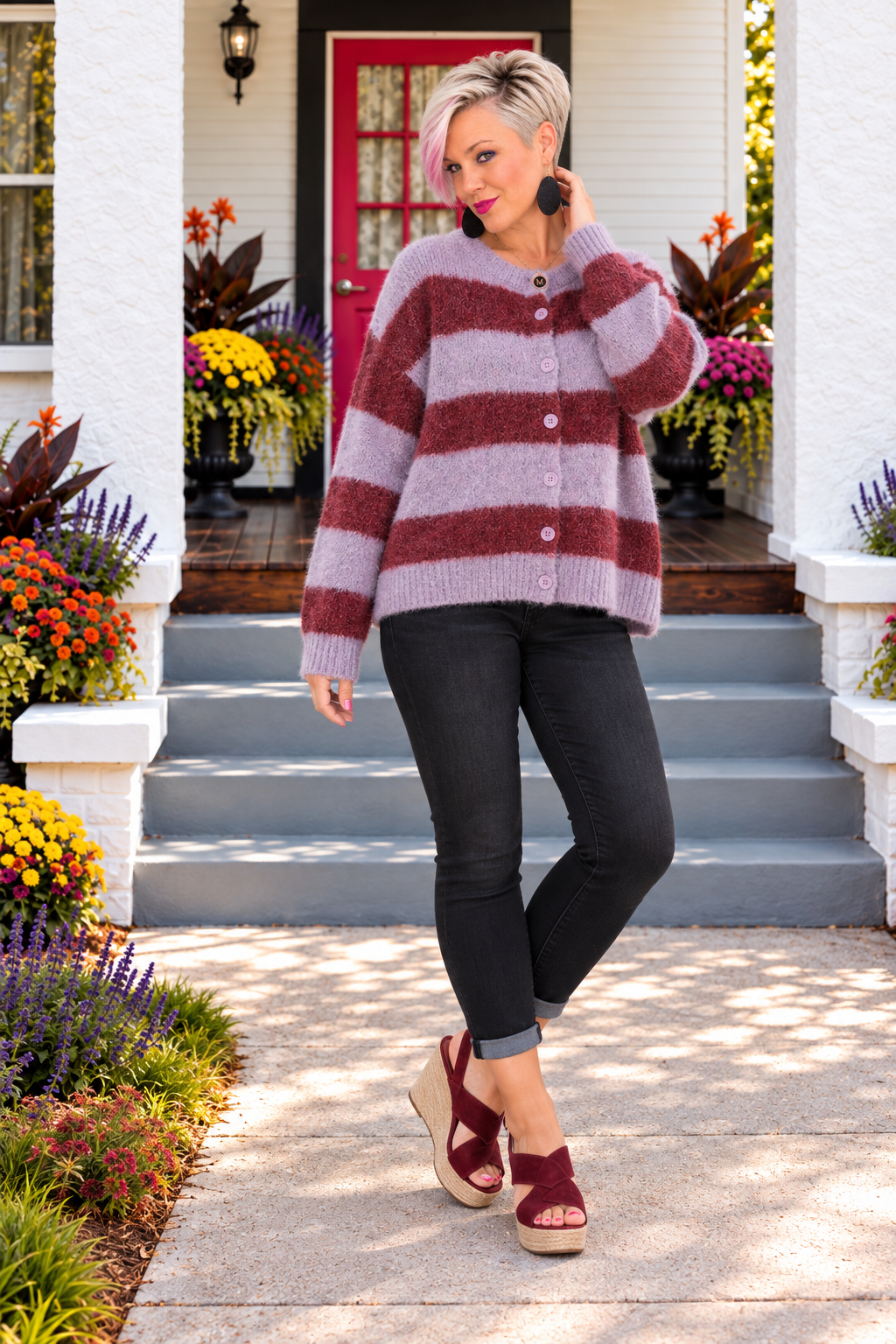 Haptics Callin' Be Back Again Casual Button Down Sweater Cardigans