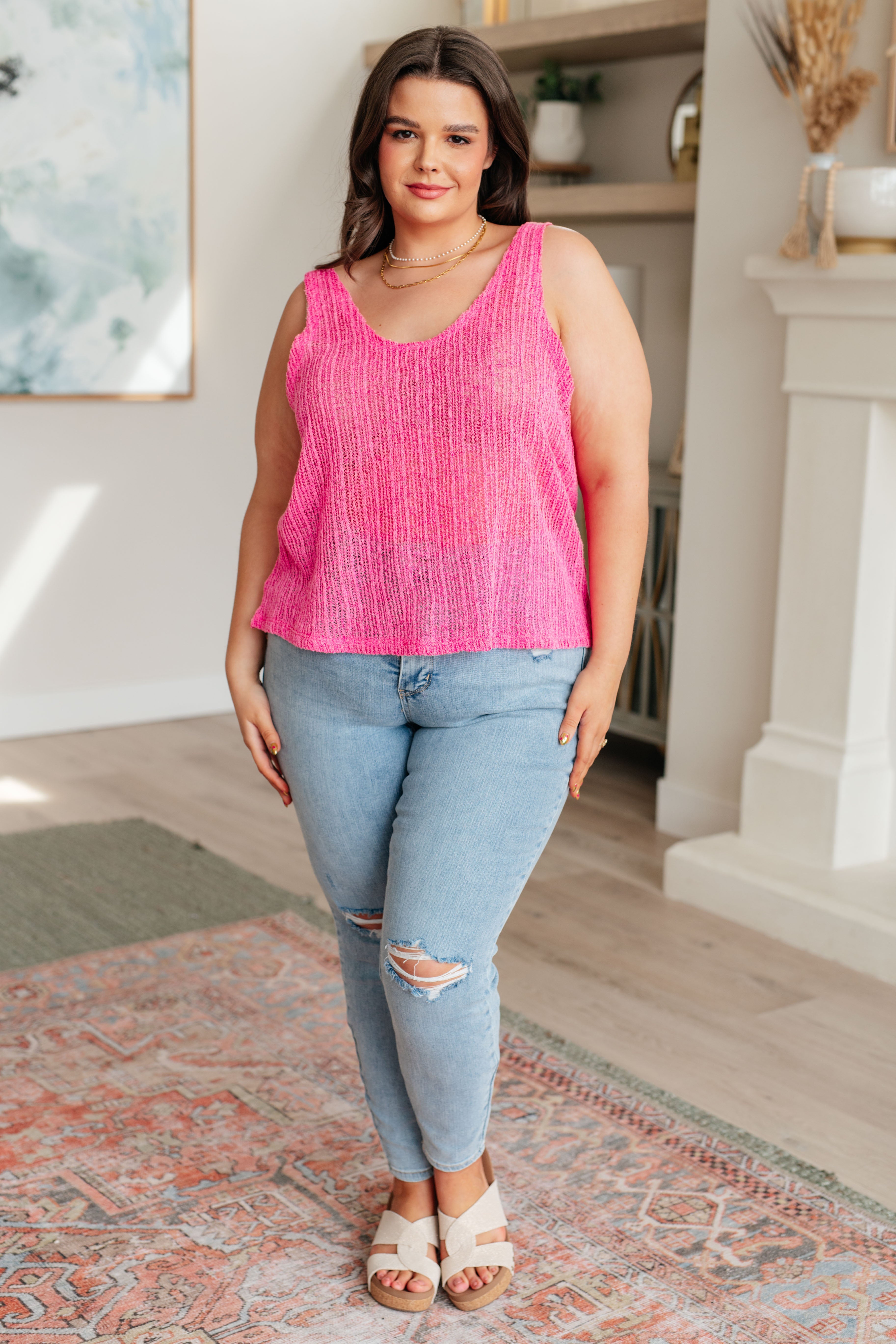 GeeGee A Major Upgrade Knit V-Neck Tank Tops