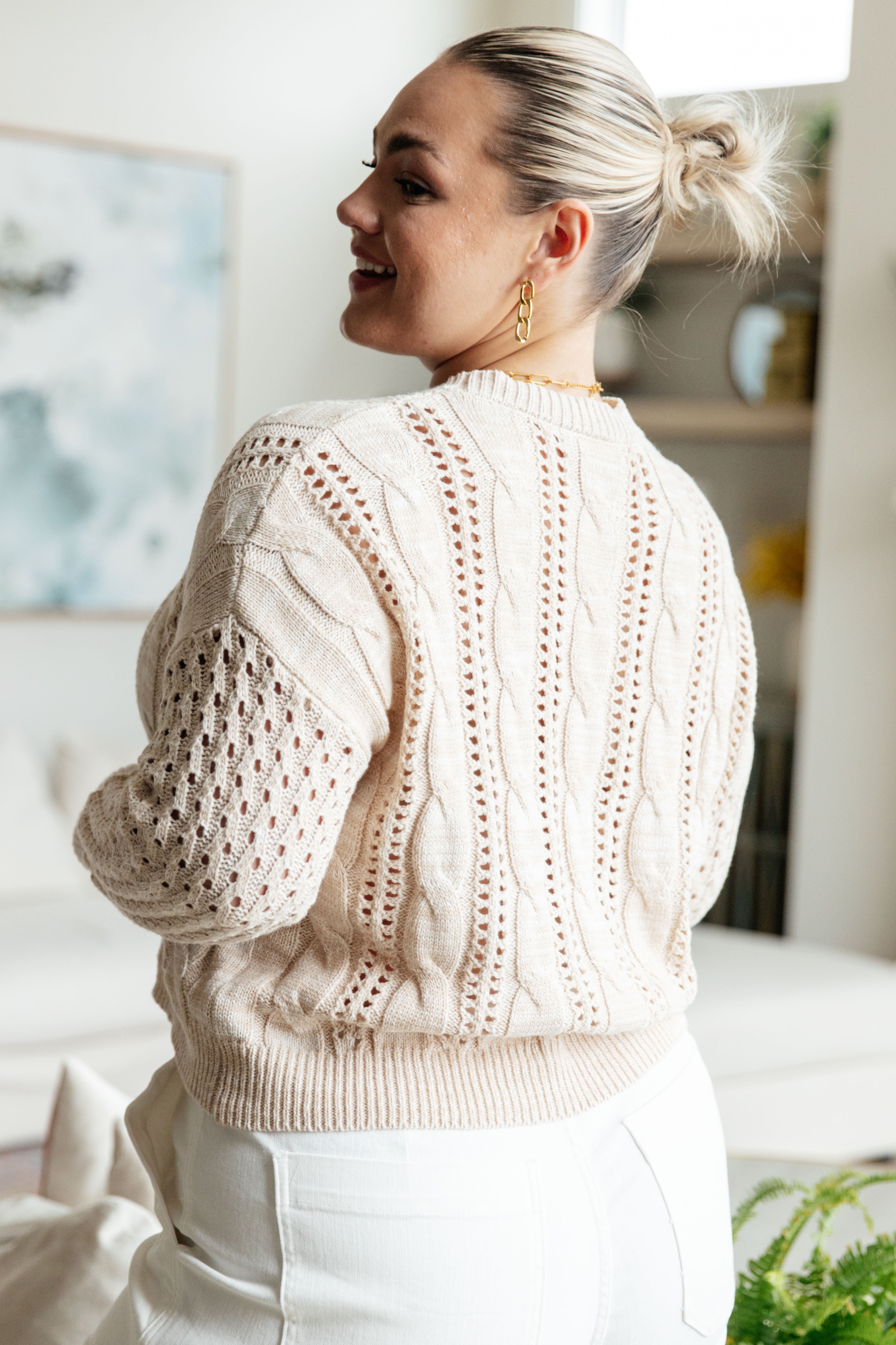 One Eleven North A Note of Thanks Cable Knit Sweater Tops