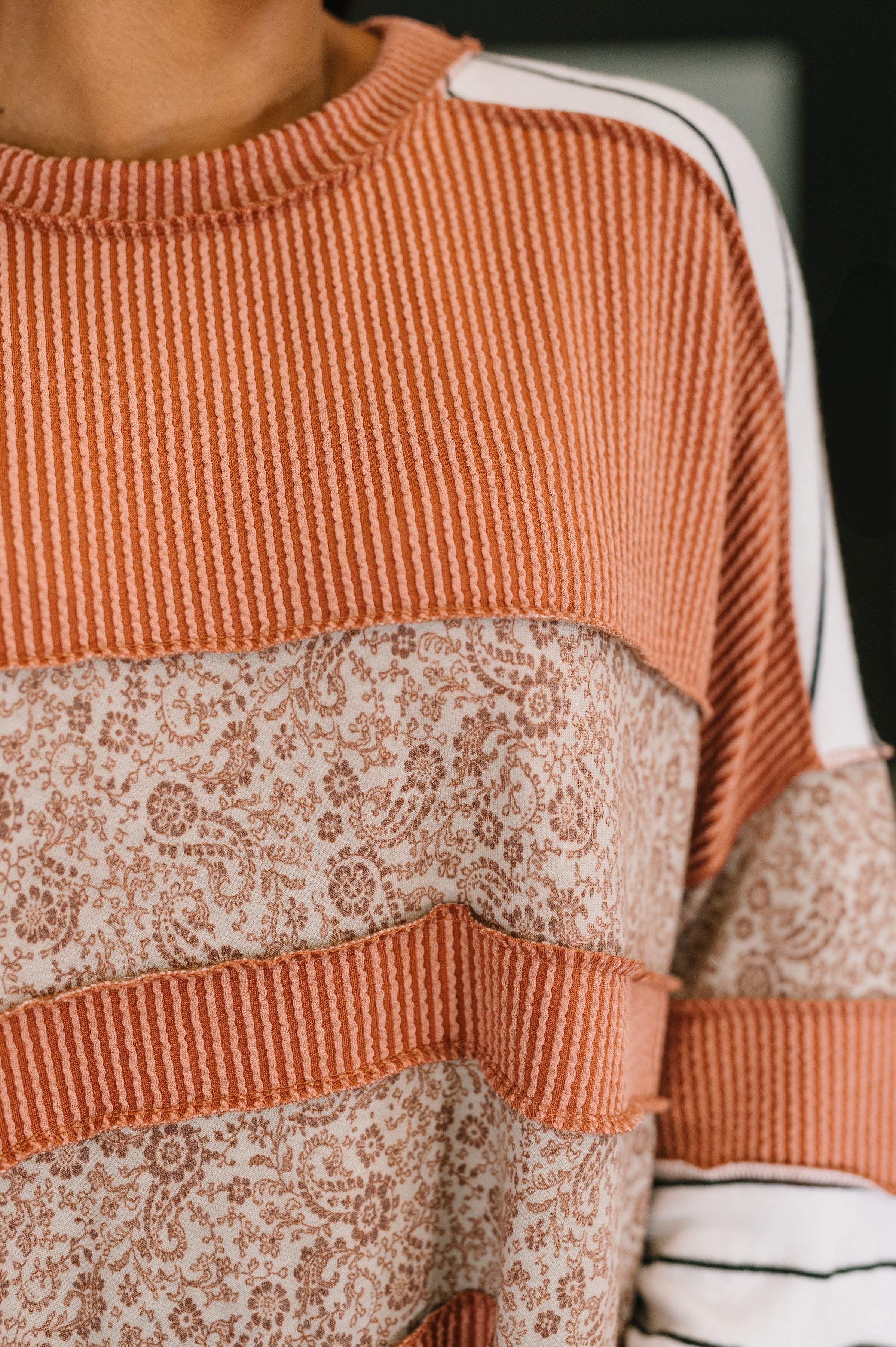 Haptics All Over the Place Color Block Relaxed Pullover Womens