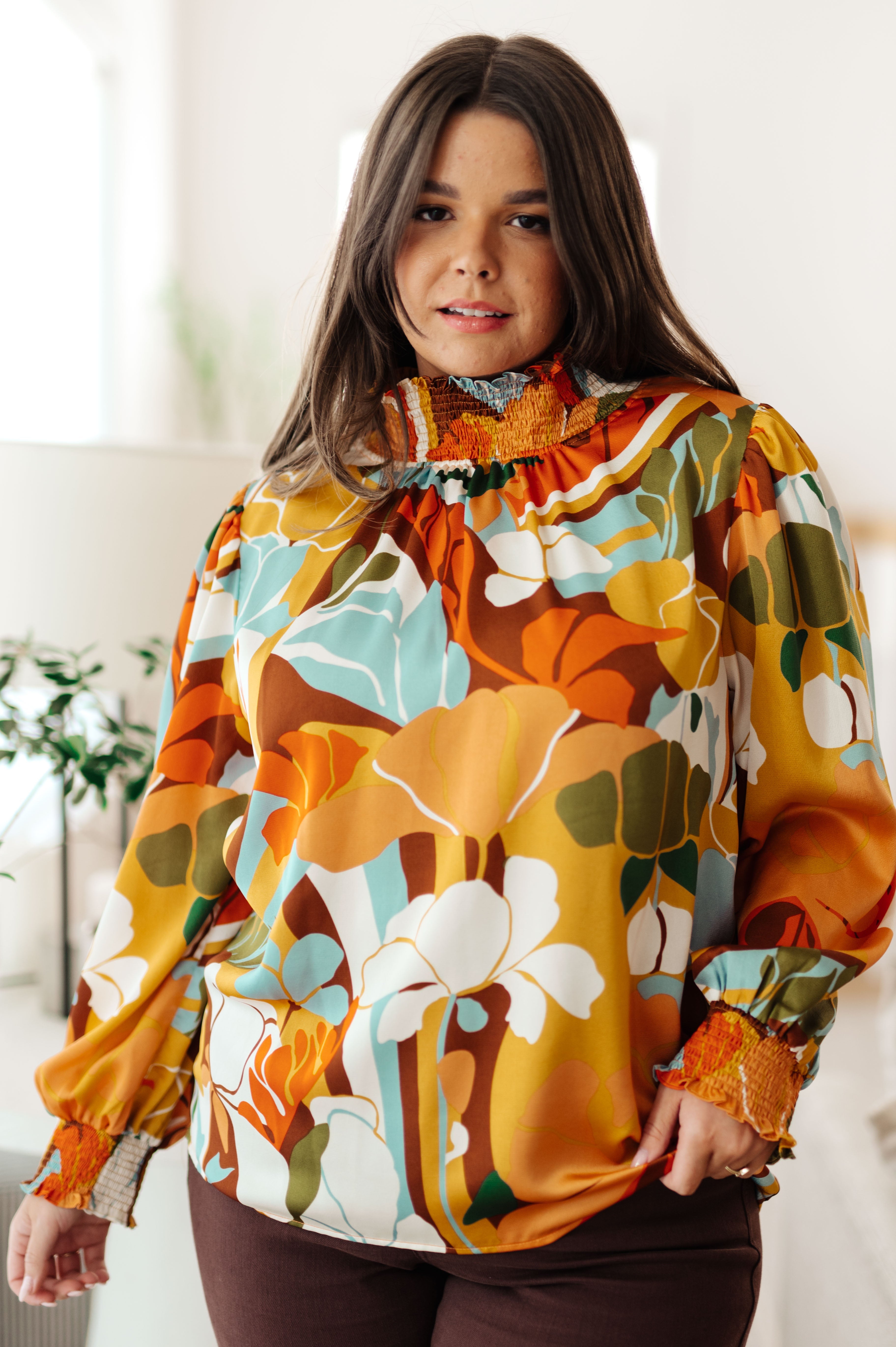 Jodifl All Together Now Mock Neck Blouse Tops