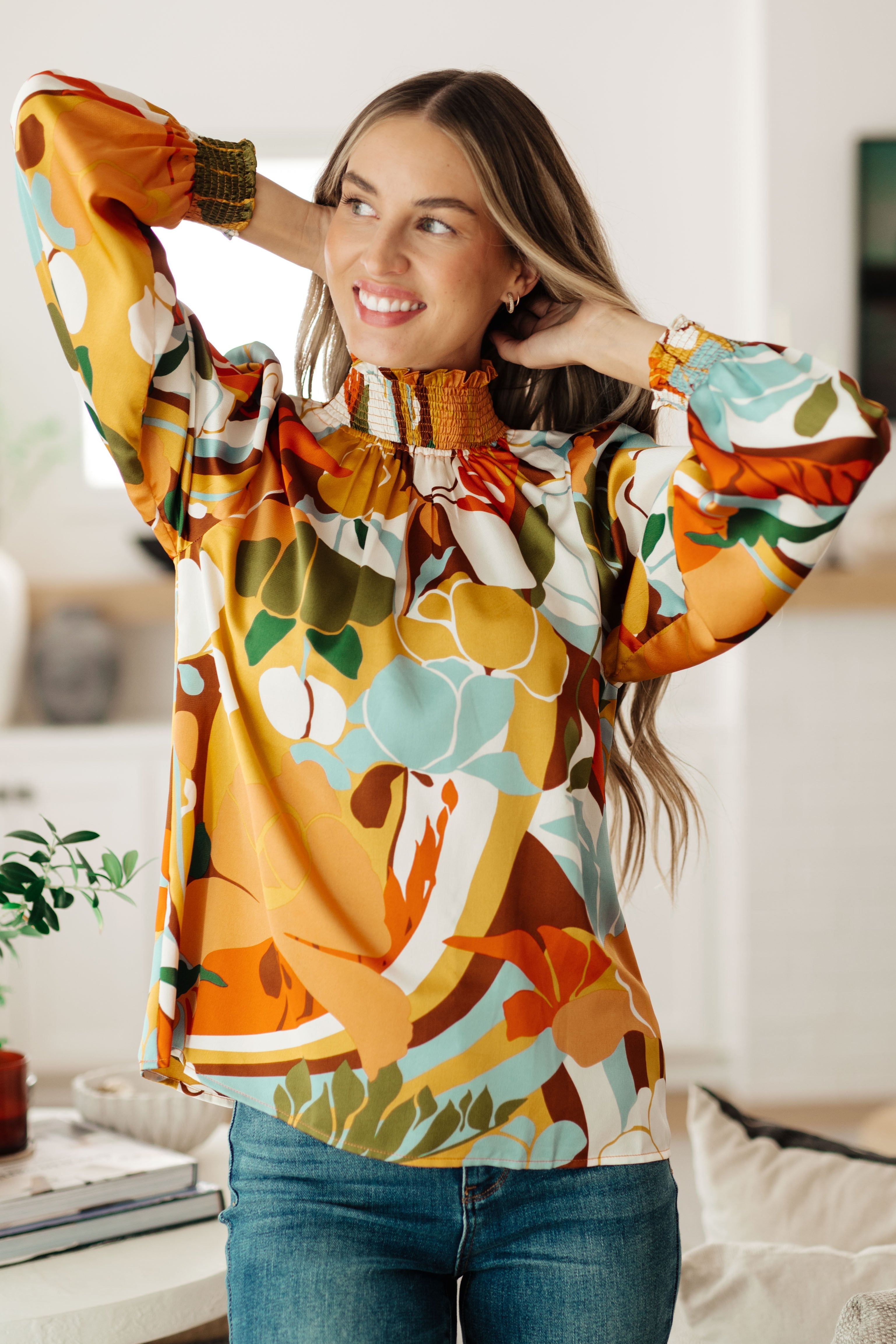 Jodifl All Together Now Mock Neck Blouse Tops