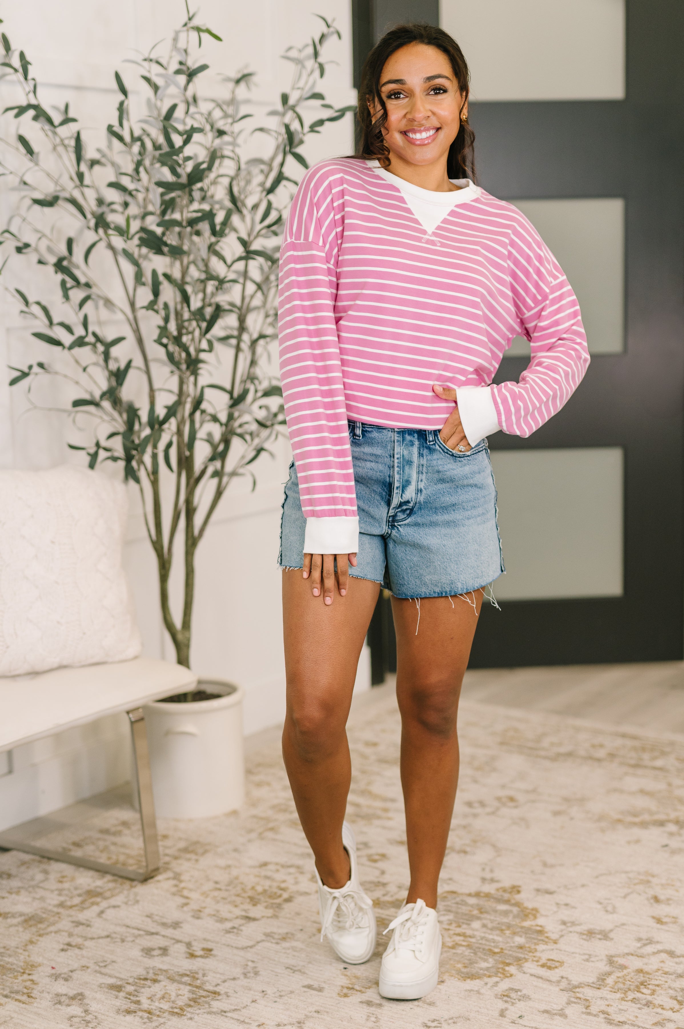 Zenana Almost Therapeutic Drop Shoulder Pullover in Candy Pink Womens