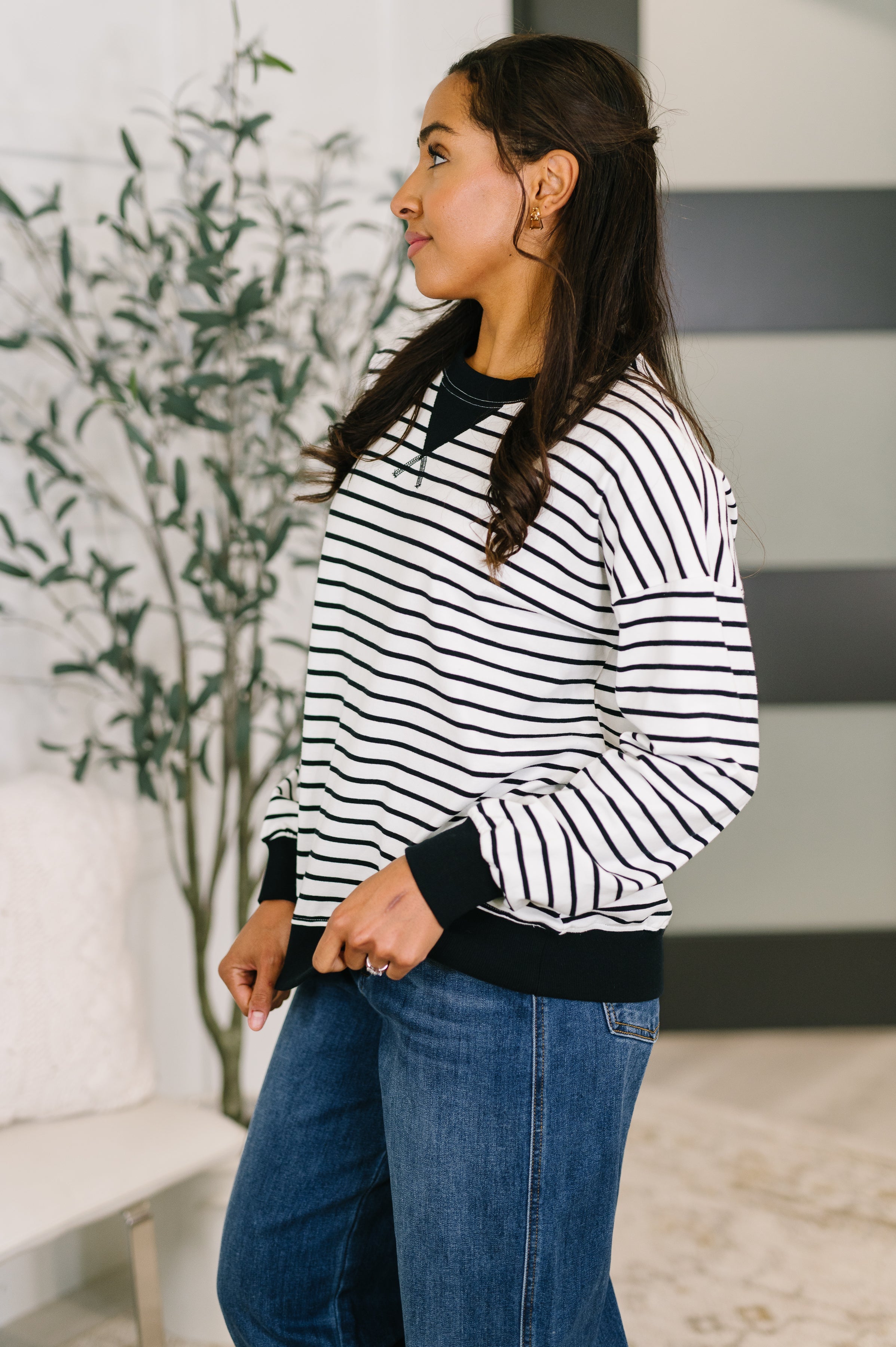 Zenana Almost Therapeutic Drop Shoulder Pullover in White and Black Womens