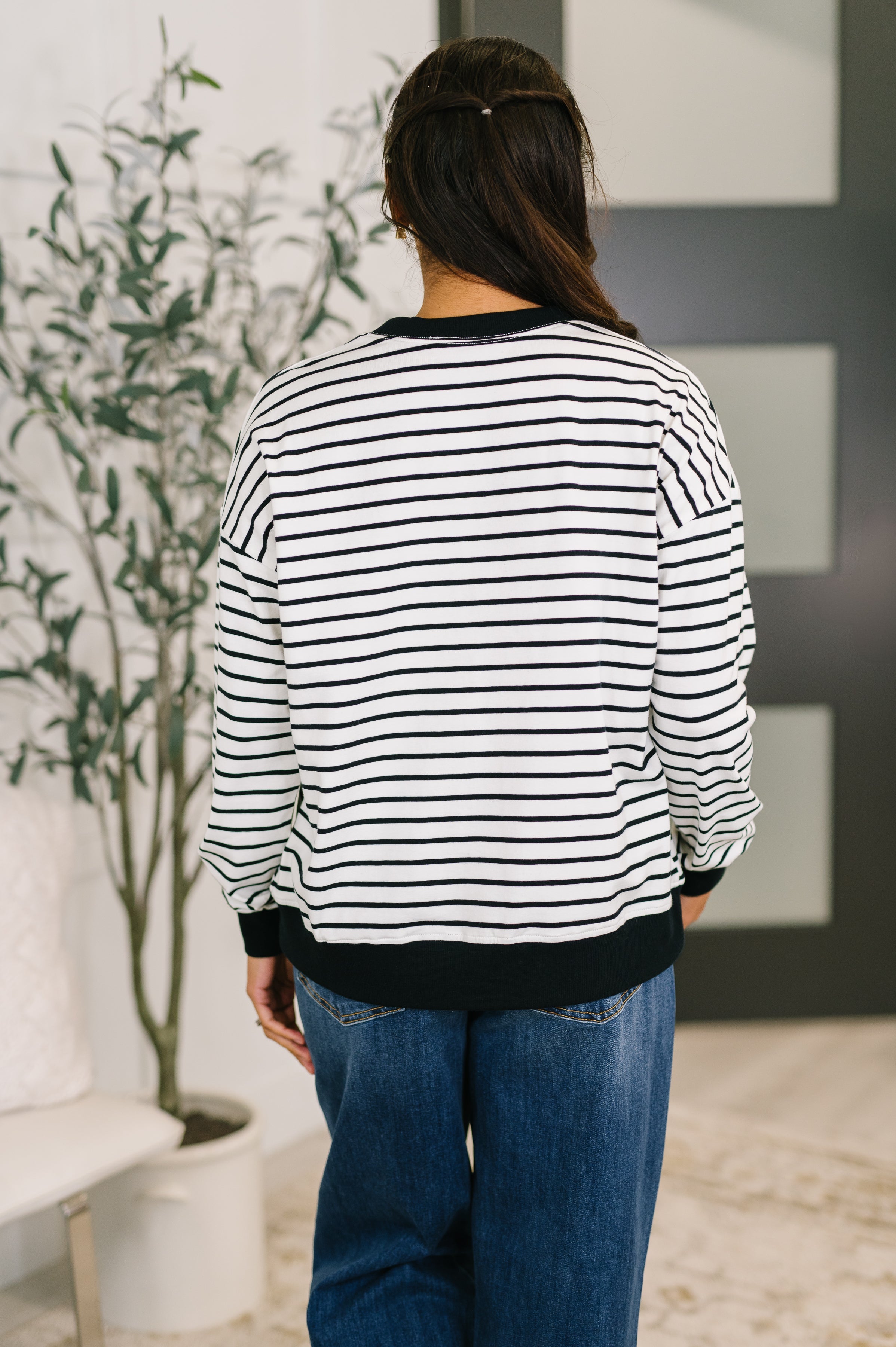 Zenana Almost Therapeutic Drop Shoulder Pullover in White and Black Womens