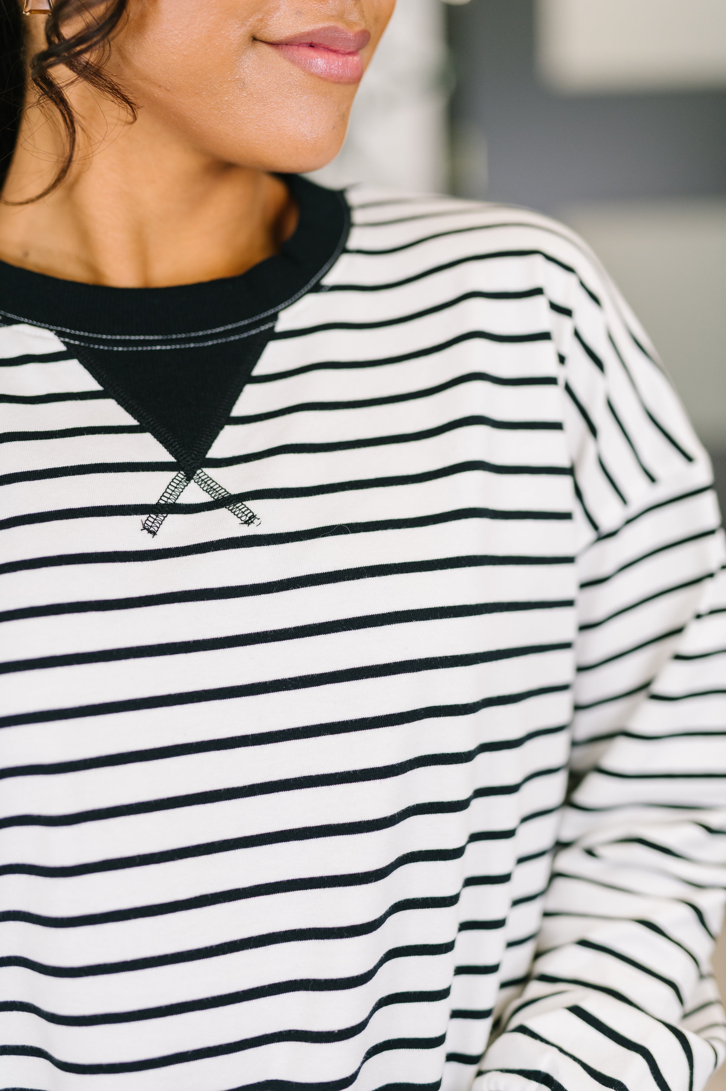 Zenana Almost Therapeutic Drop Shoulder Pullover in White and Black Womens