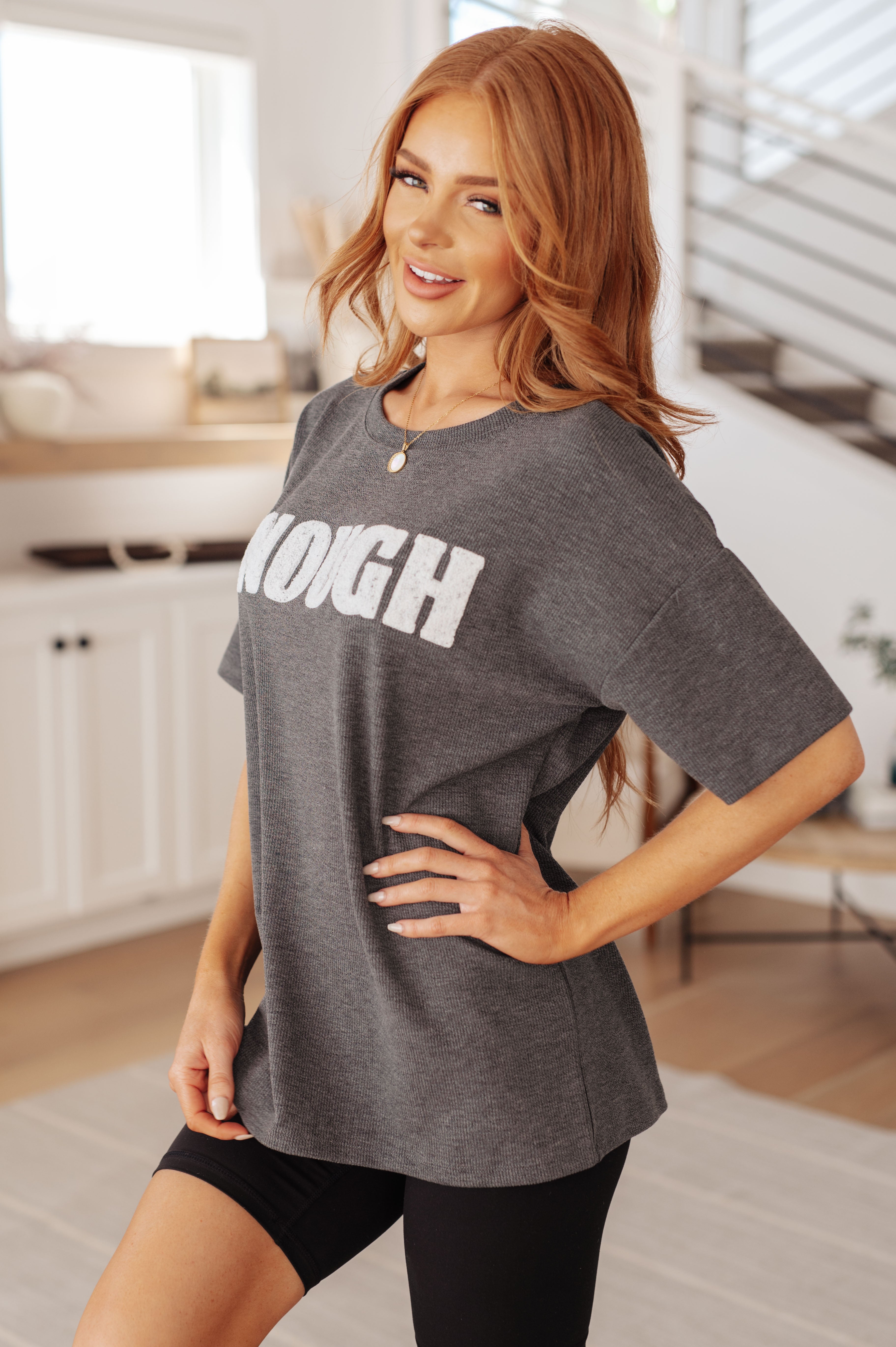 Haptics Always Enough Graphic Tee in Charcoal Tops