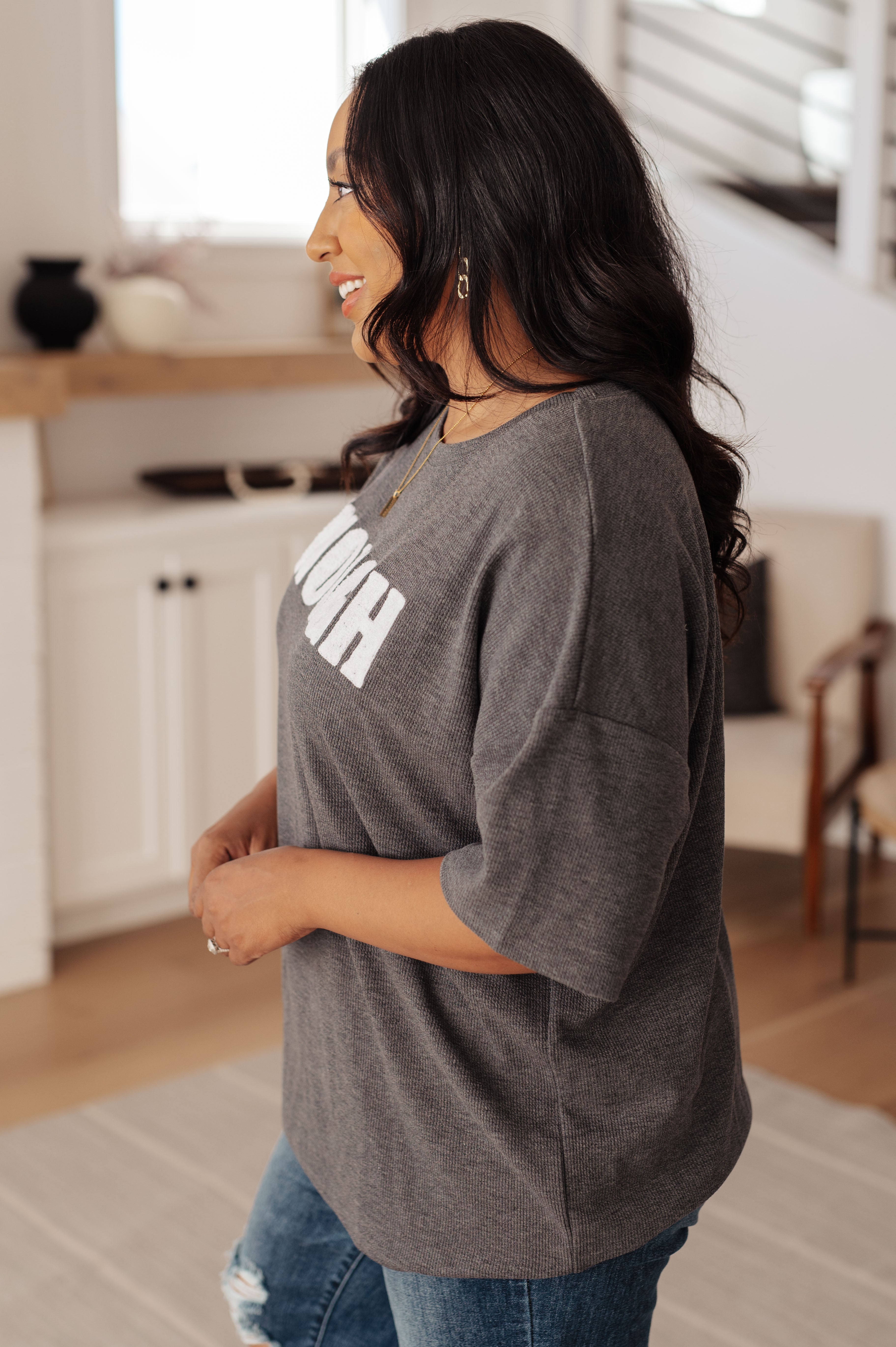 Haptics Always Enough Graphic Tee in Charcoal Tops