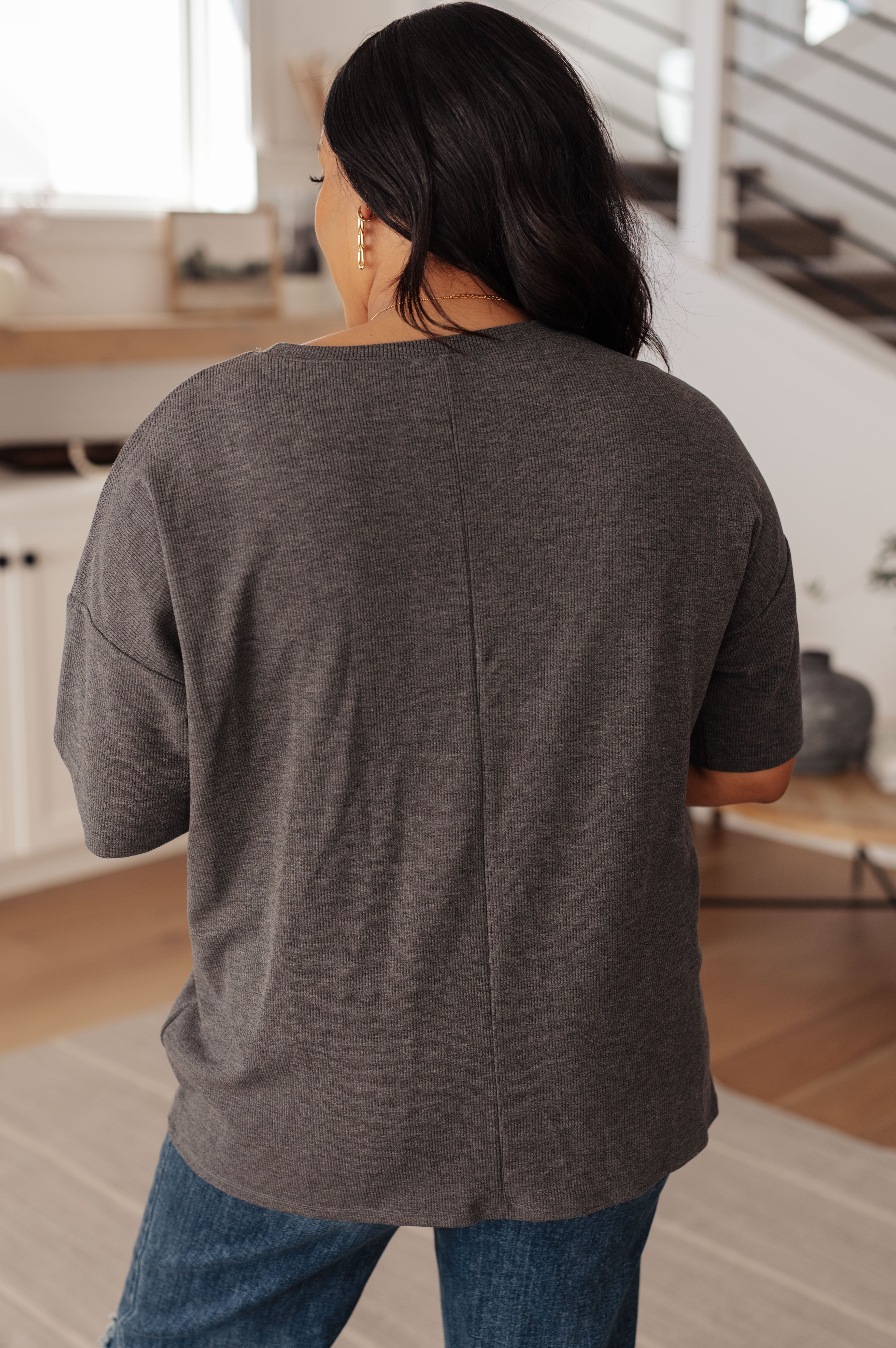 Haptics Always Enough Graphic Tee in Charcoal Tops