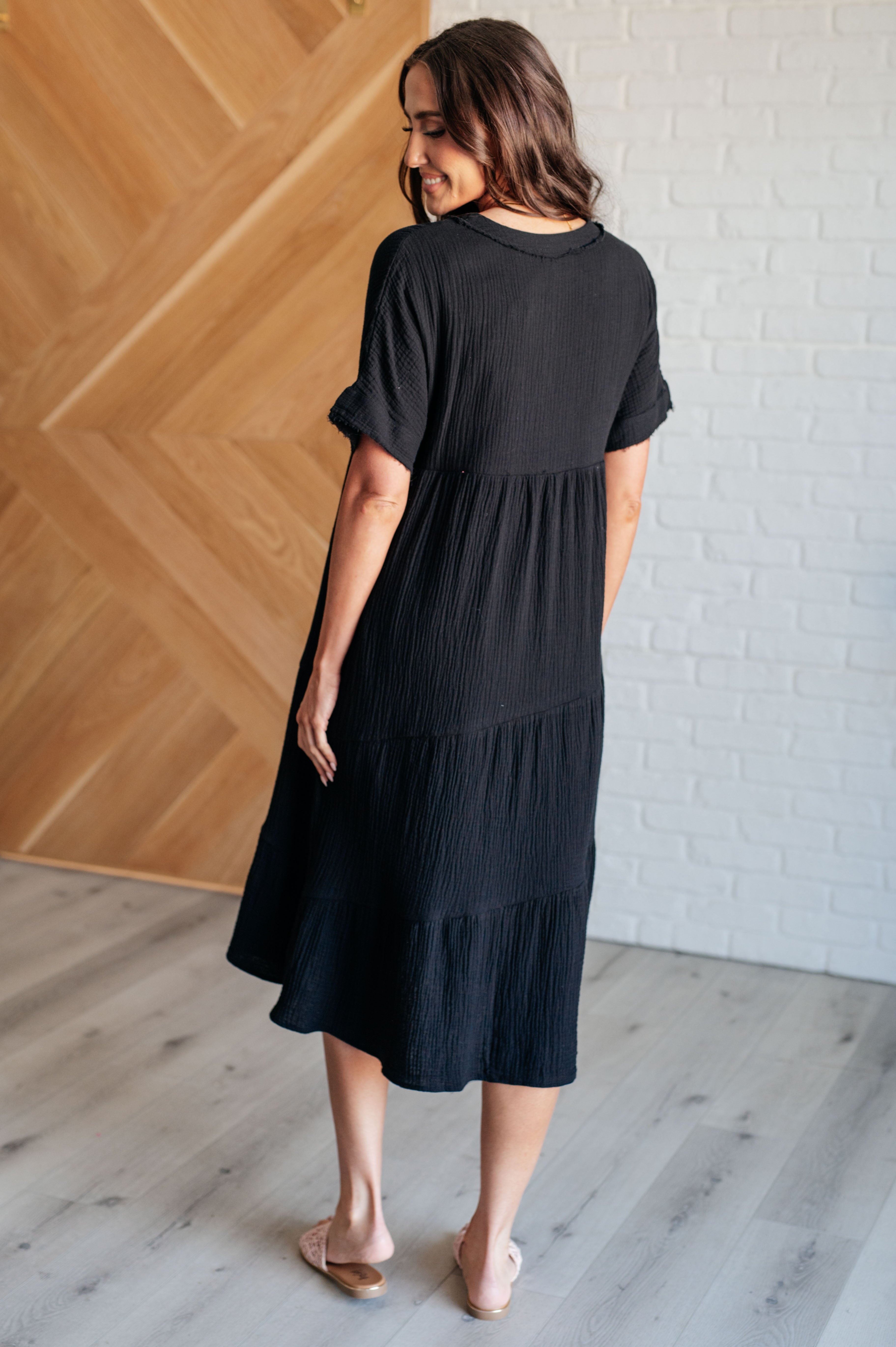 Very J Always Learning Dolman Sleeve Dress in Black Dresses