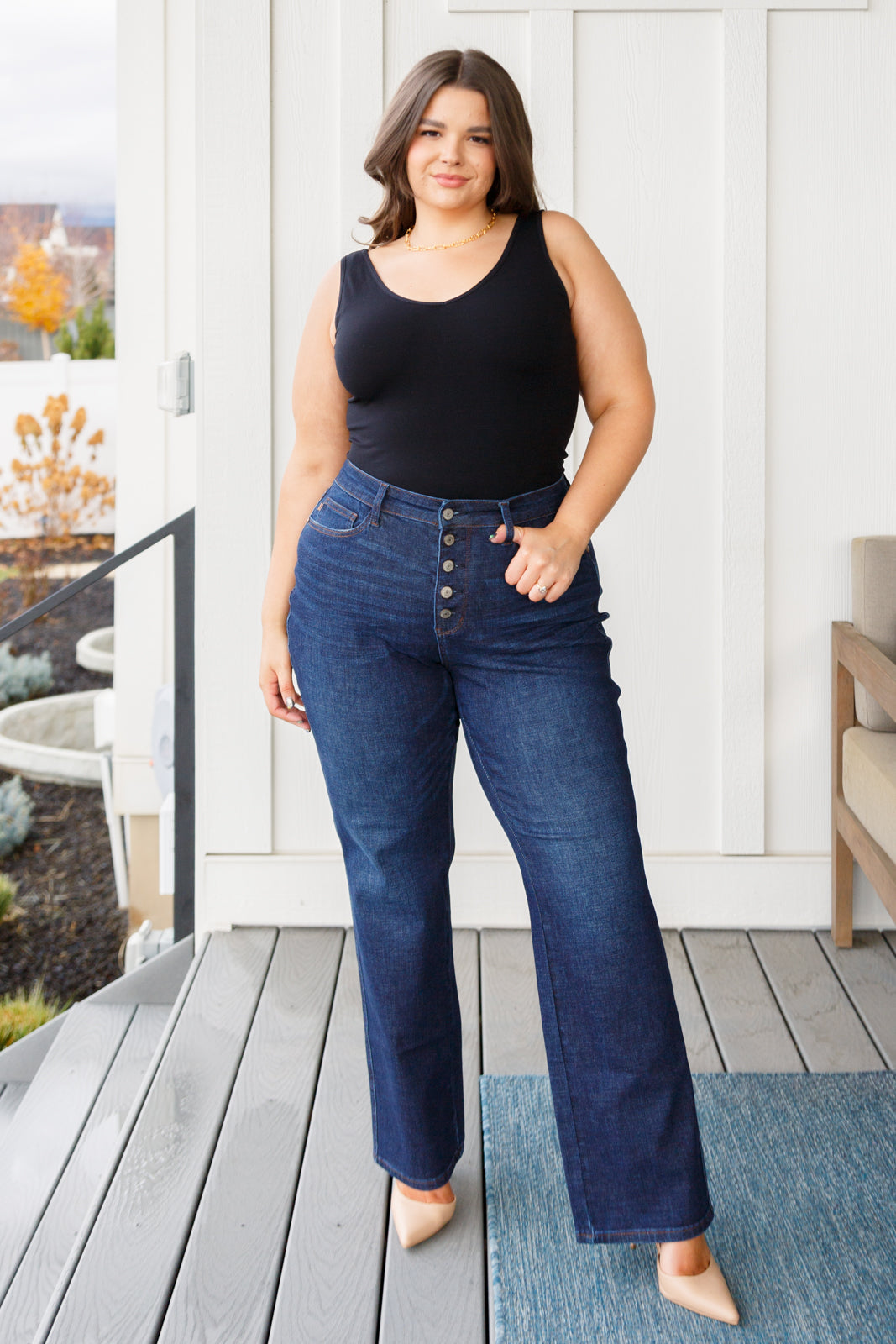 Judy Blue Arlo High Rise Button-Fly Straight Jeans Jeans