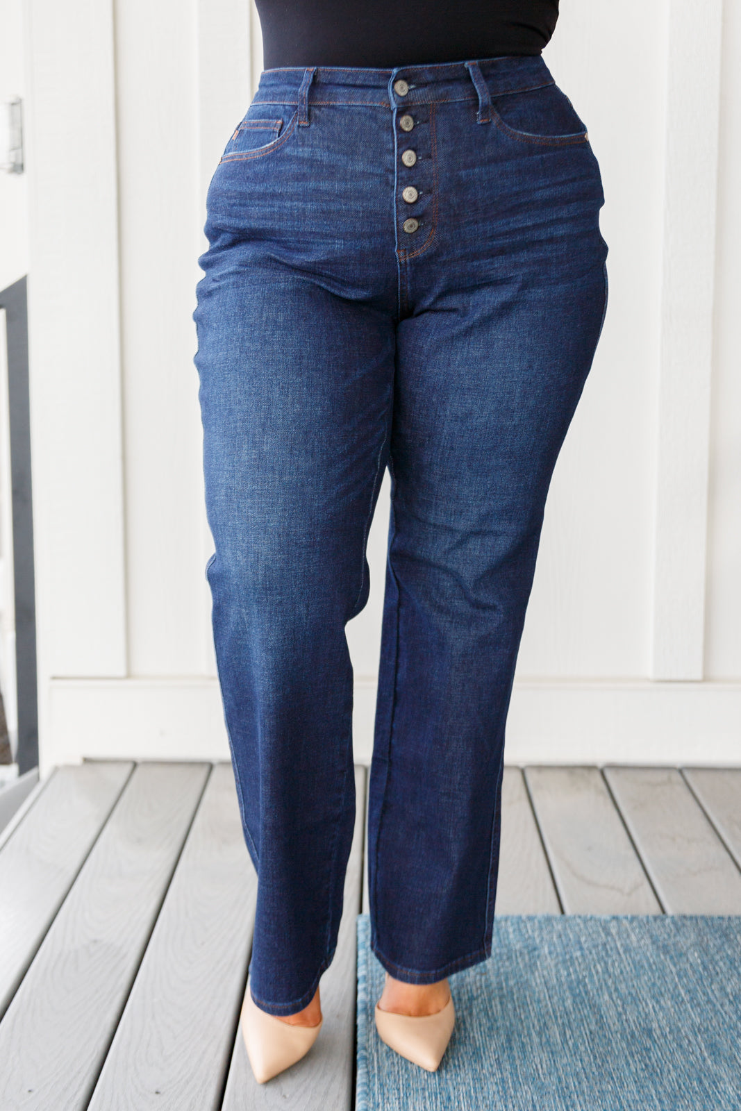 Judy Blue Arlo High Rise Button-Fly Straight Jeans Jeans