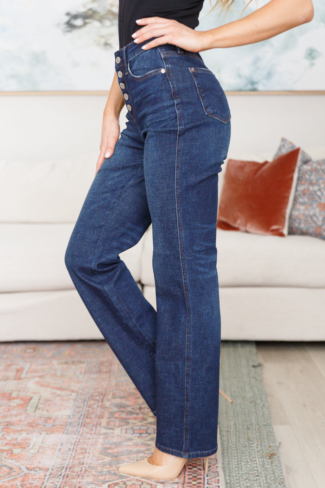 Judy Blue Arlo High Rise Button-Fly Straight Jeans Jeans