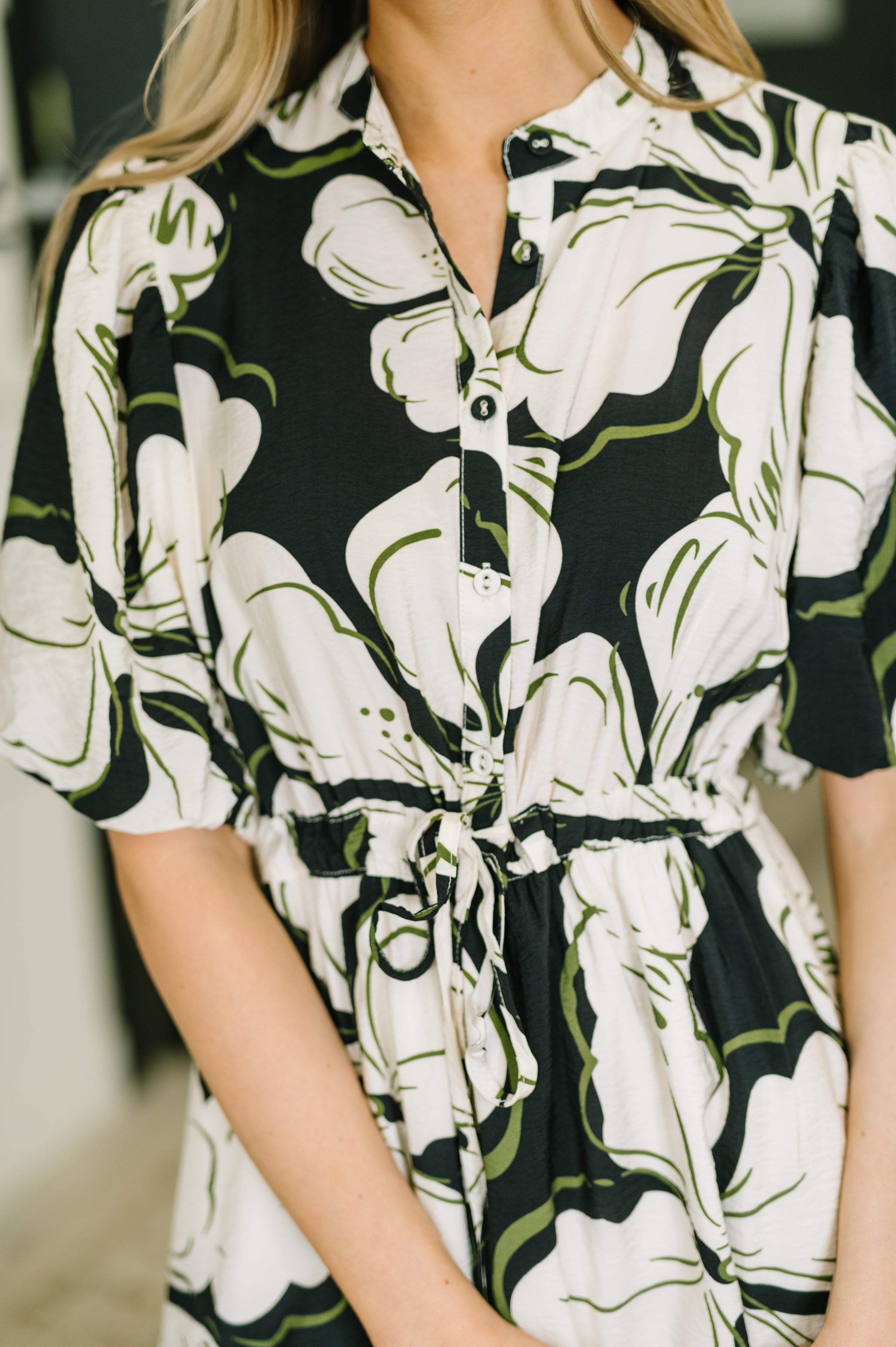 Gigio Art Show Puff Sleeve Midi Dress Womens