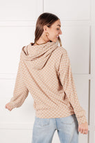 One Eleven North Ask Me Out Checkered Hoodie in Khaki Tops