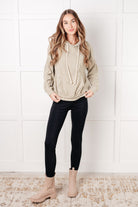 One Eleven North Ask Me Out Checkered Hoodie in Sage Tops