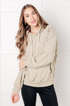 One Eleven North Ask Me Out Checkered Hoodie in Sage Tops