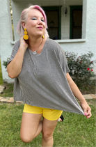 Zenana Black Ribbed Oversized Top