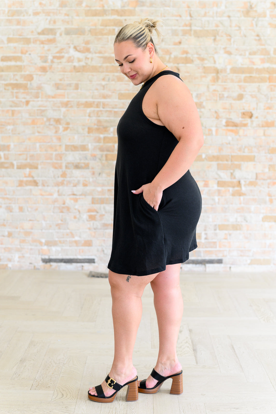 One Eleven North Back it Up Crisscross Cut-Out Back Black Dress Dresses