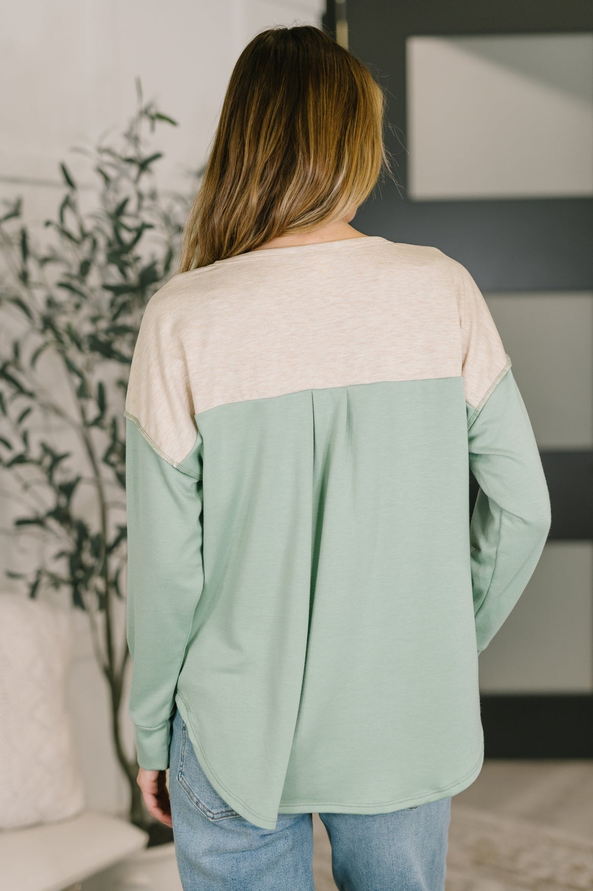 7th Ray Because I Can Drop Shoulder Henley Top Womens
