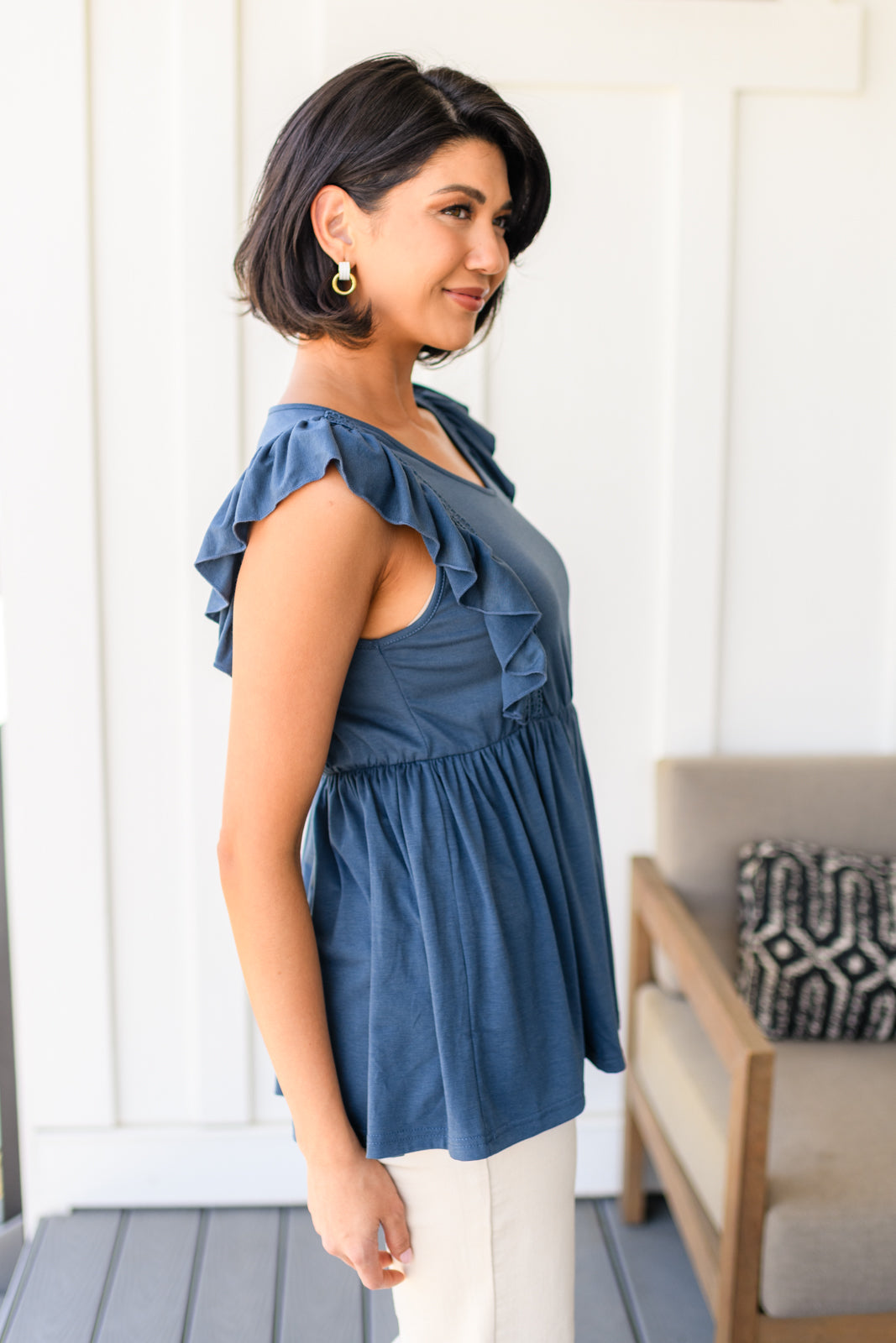 One Eleven North Before Now Ruffled Babydoll Top Tops