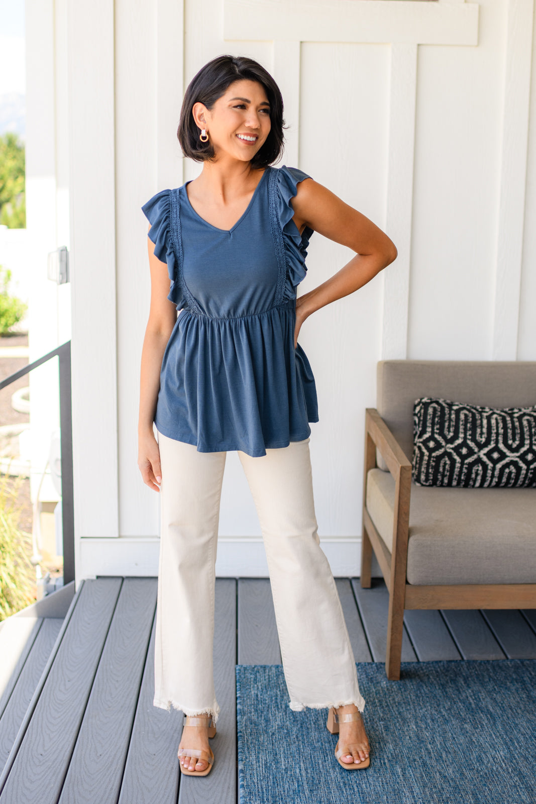One Eleven North Before Now Ruffled Babydoll Top Tops