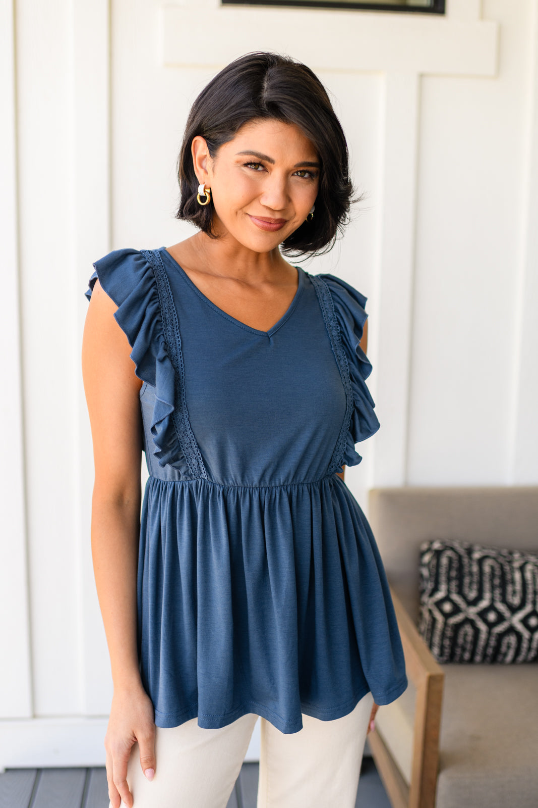 One Eleven North Before Now Ruffled Babydoll Top Tops