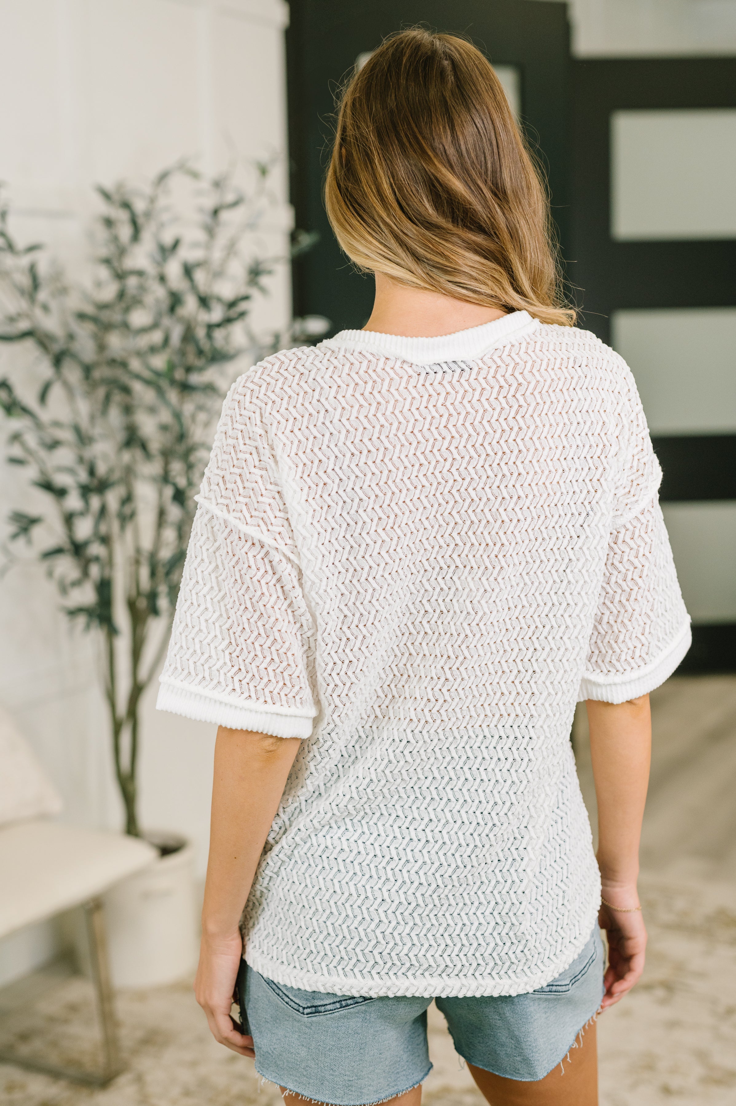 Beginning to Care Textured Oversized Top Womens