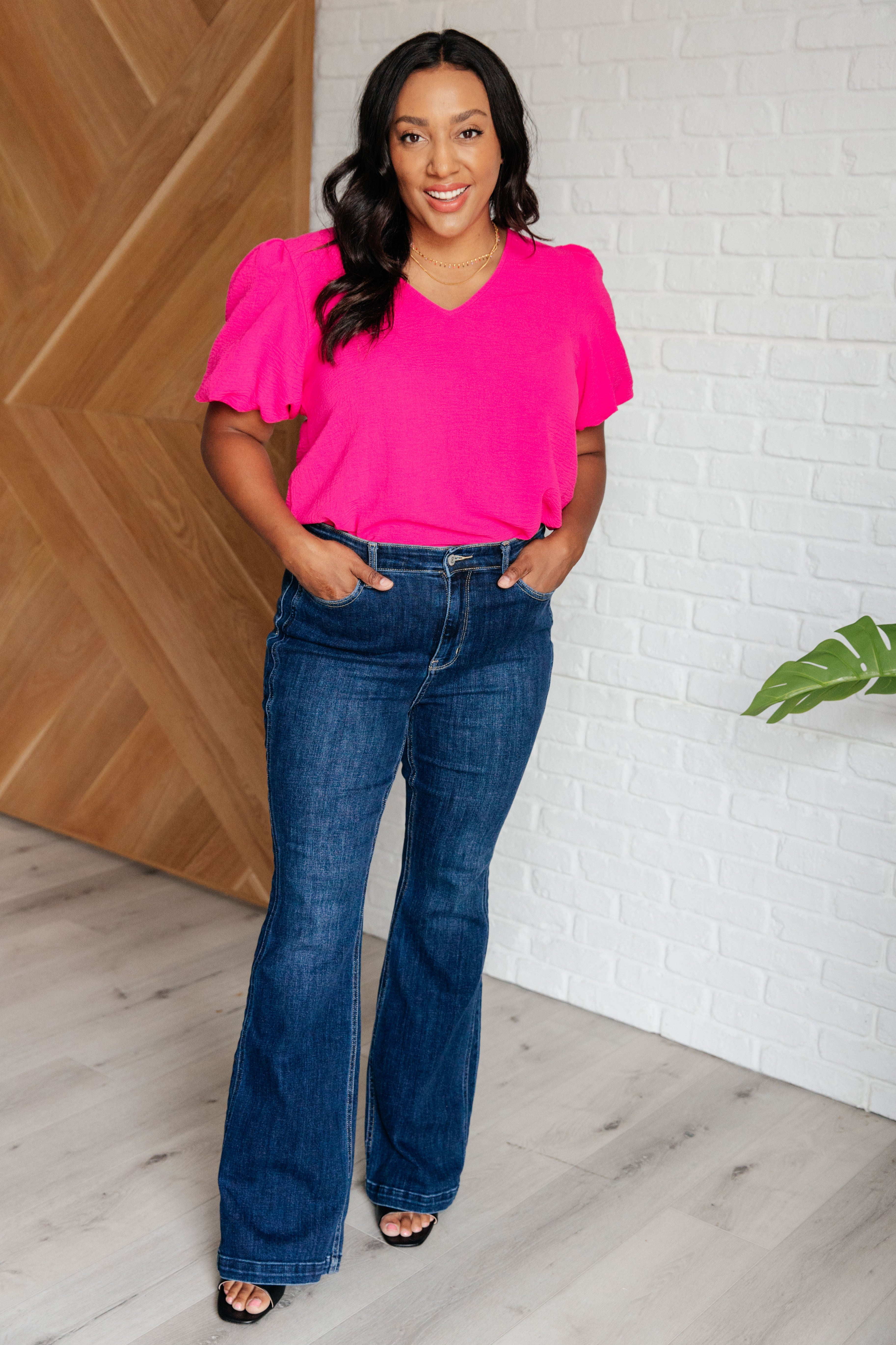 Jodifl Belong Together Puff Sleeve Pink Blouse Blouses