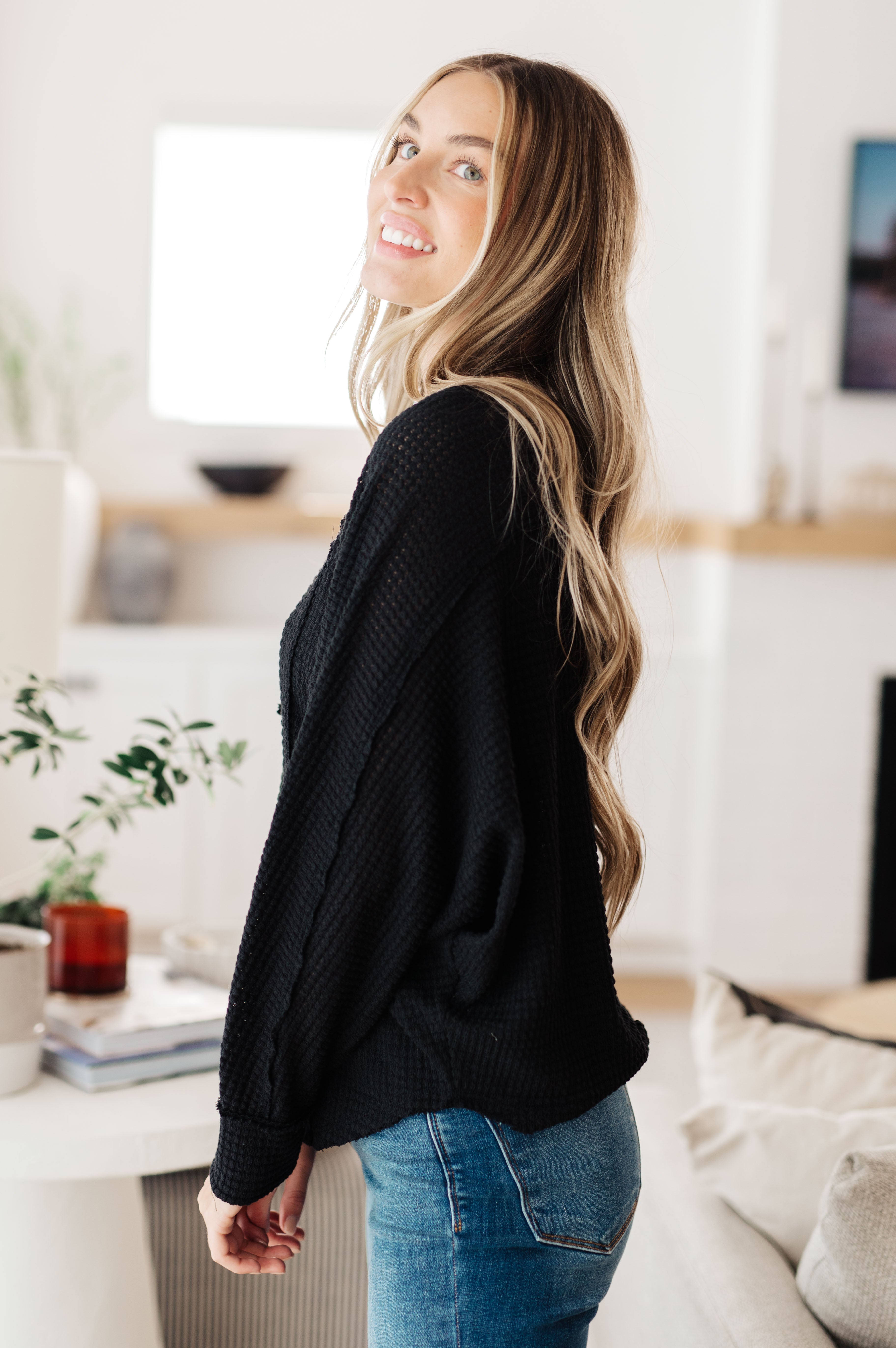 Sew in Love Better Than Best Henley Top in Black Tops