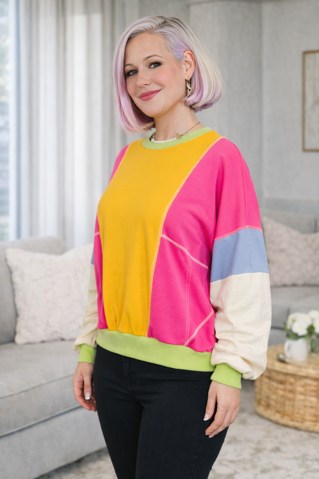 One Eleven North Blockbuster Color Block Pullover in Bright 2XL Womens