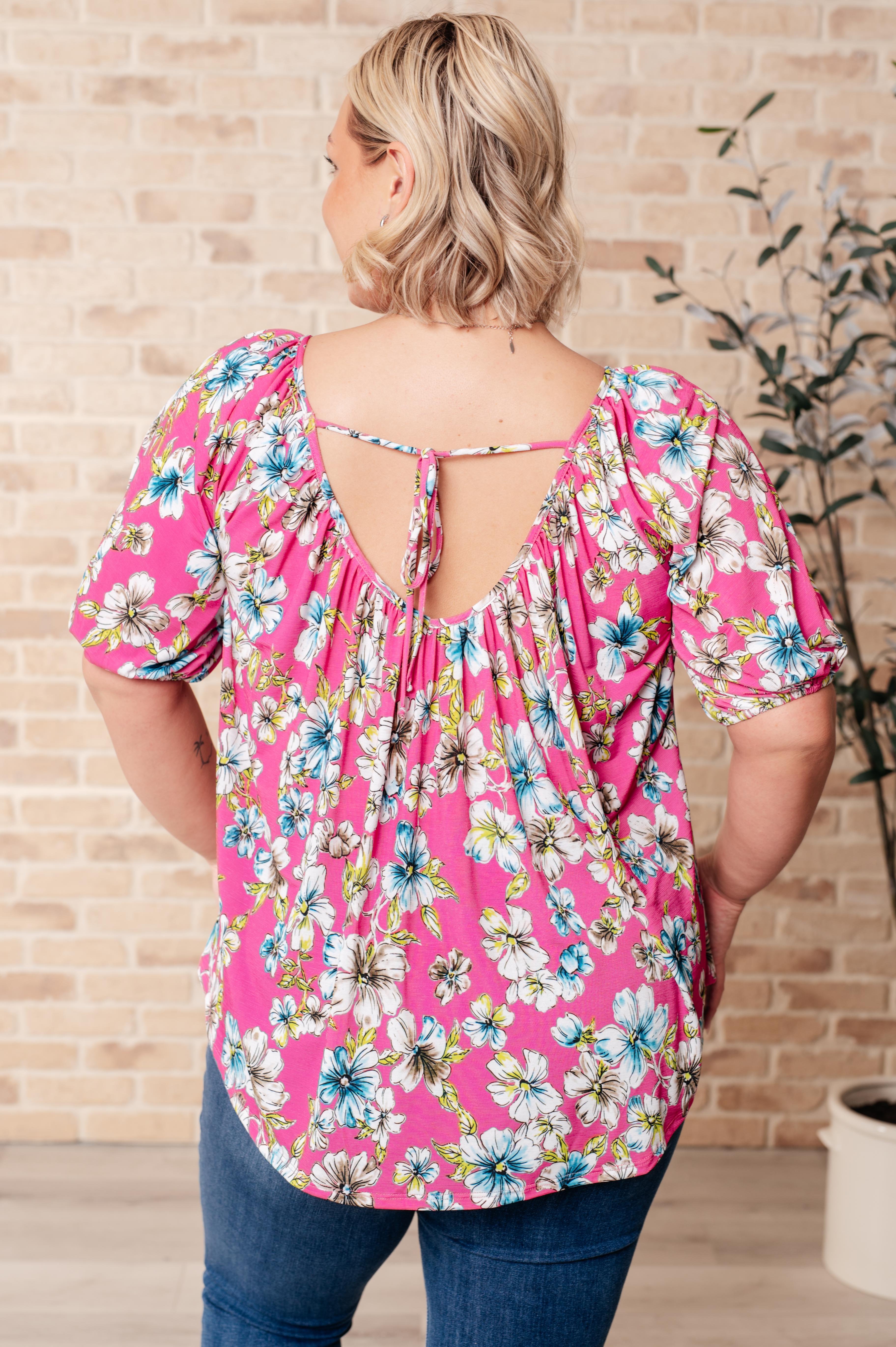 Shopin La Bloom So Bright Pink Floral Top Tops