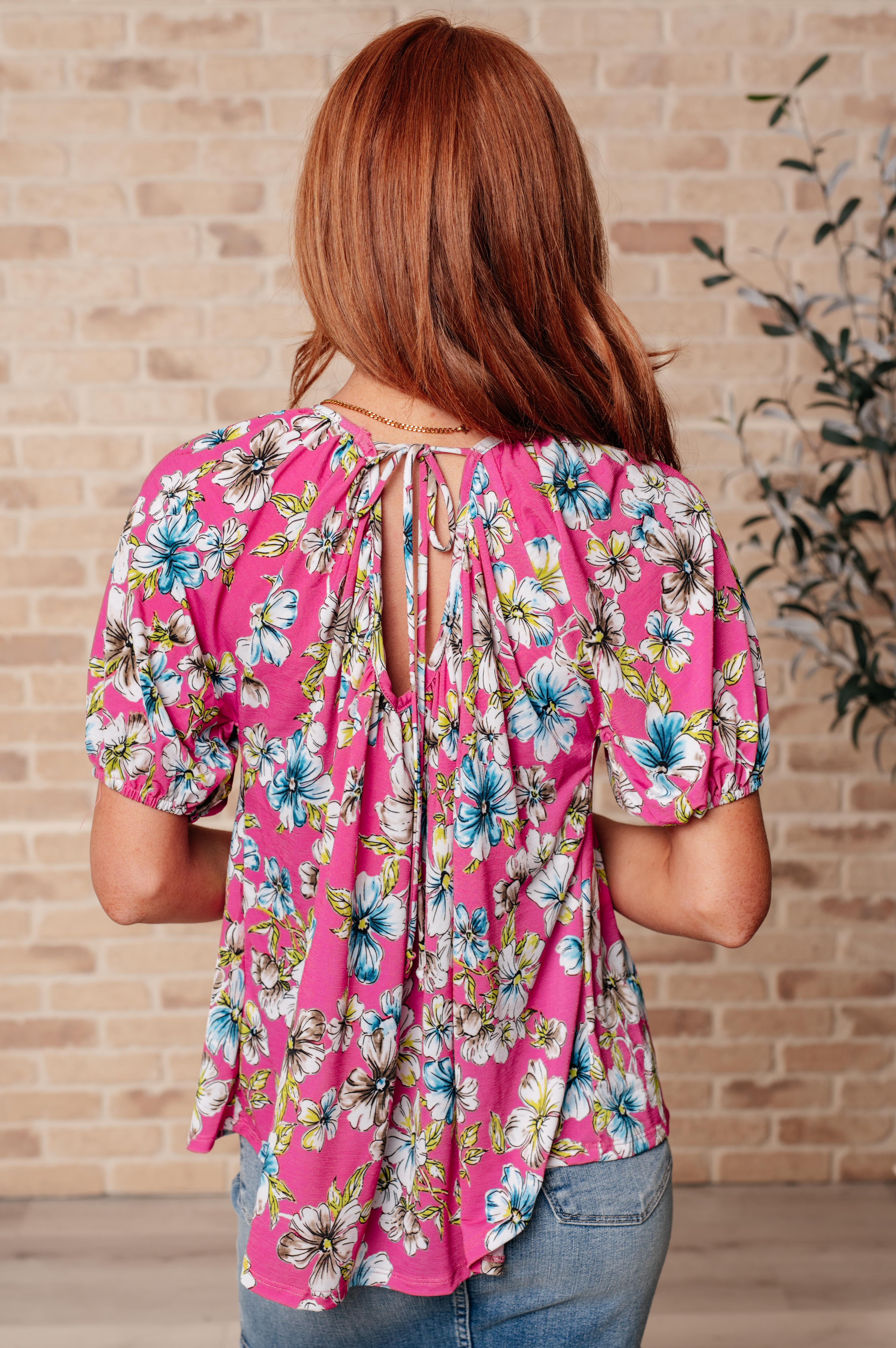 Shopin La Bloom So Bright Pink Floral Top Tops