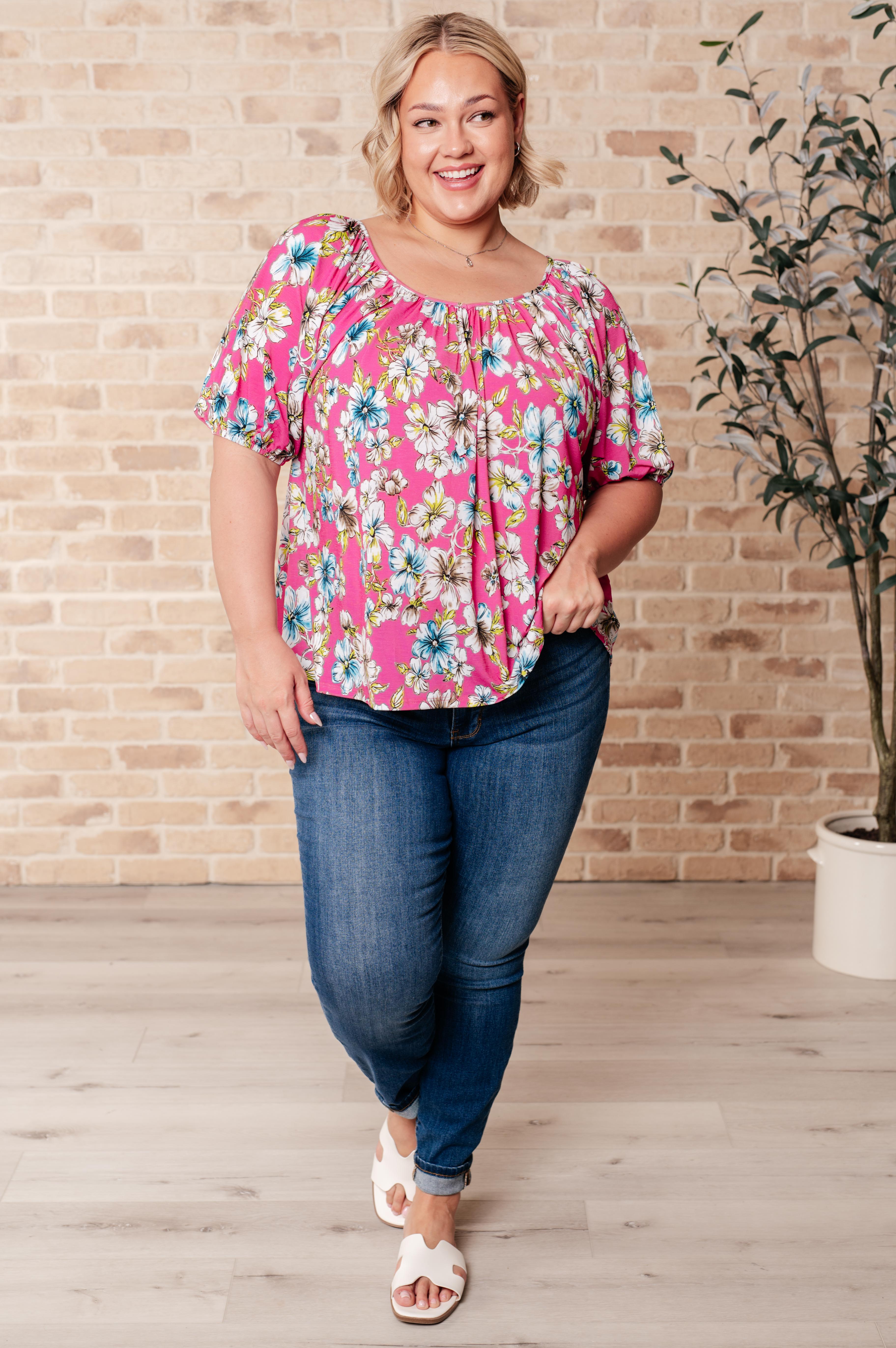 Shopin La Bloom So Bright Pink Floral Top Tops