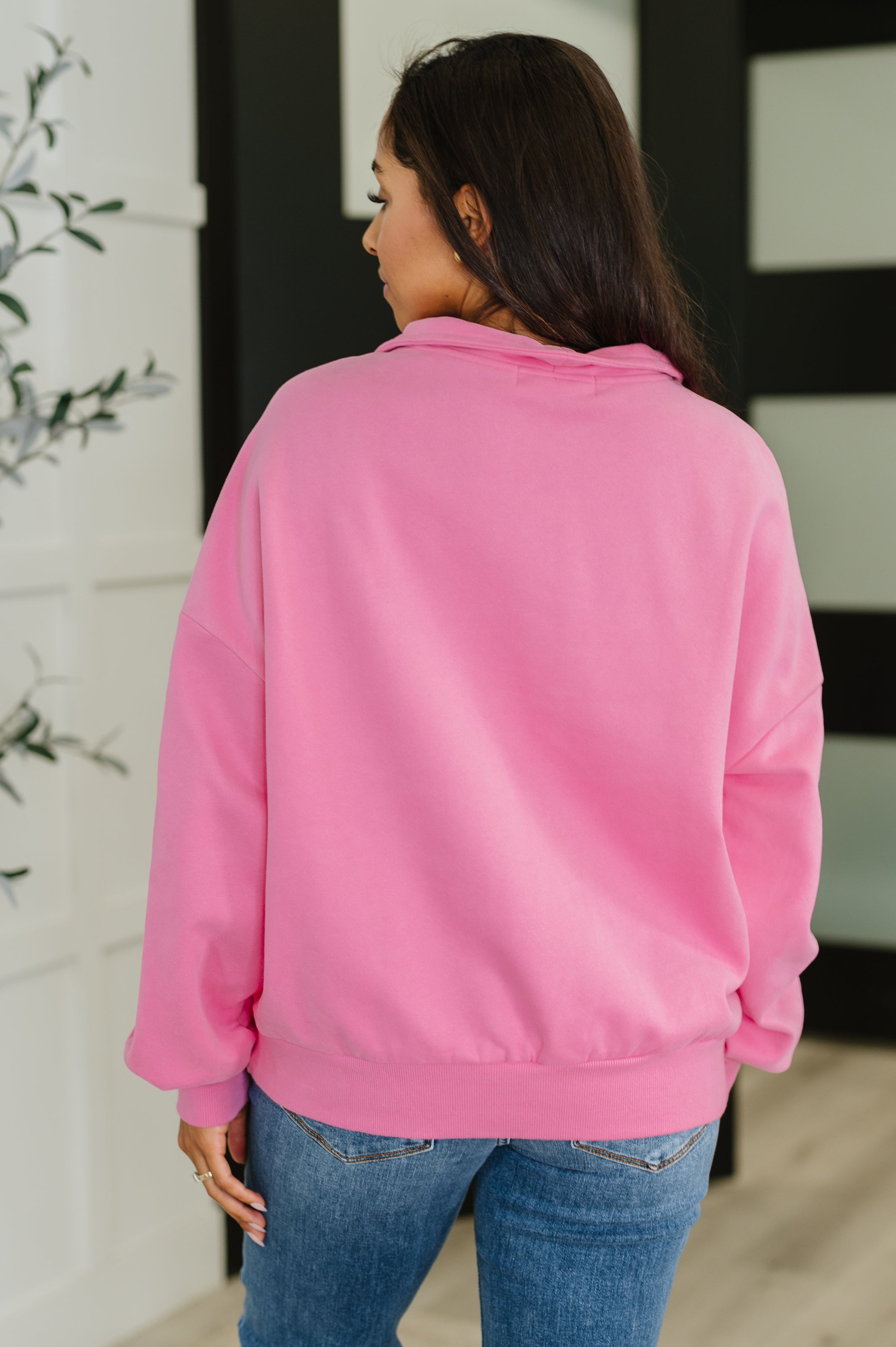 One Eleven North Bonbon Delight Half Zip Pullover in Pink Womens